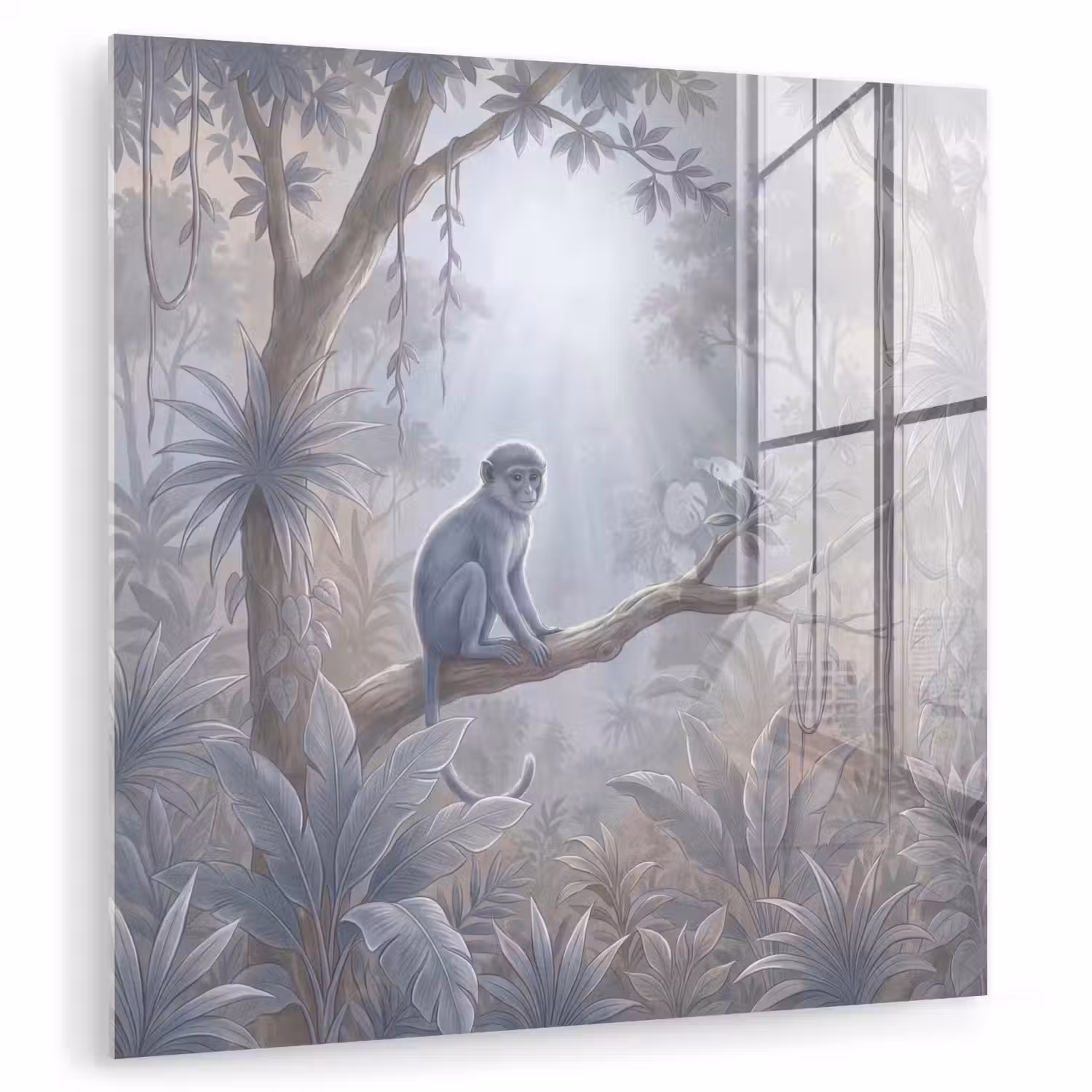 Aap - Boom - Jungle - Natuur - Grijs plexiglas 5mm klein -zzzproduct_nieuw