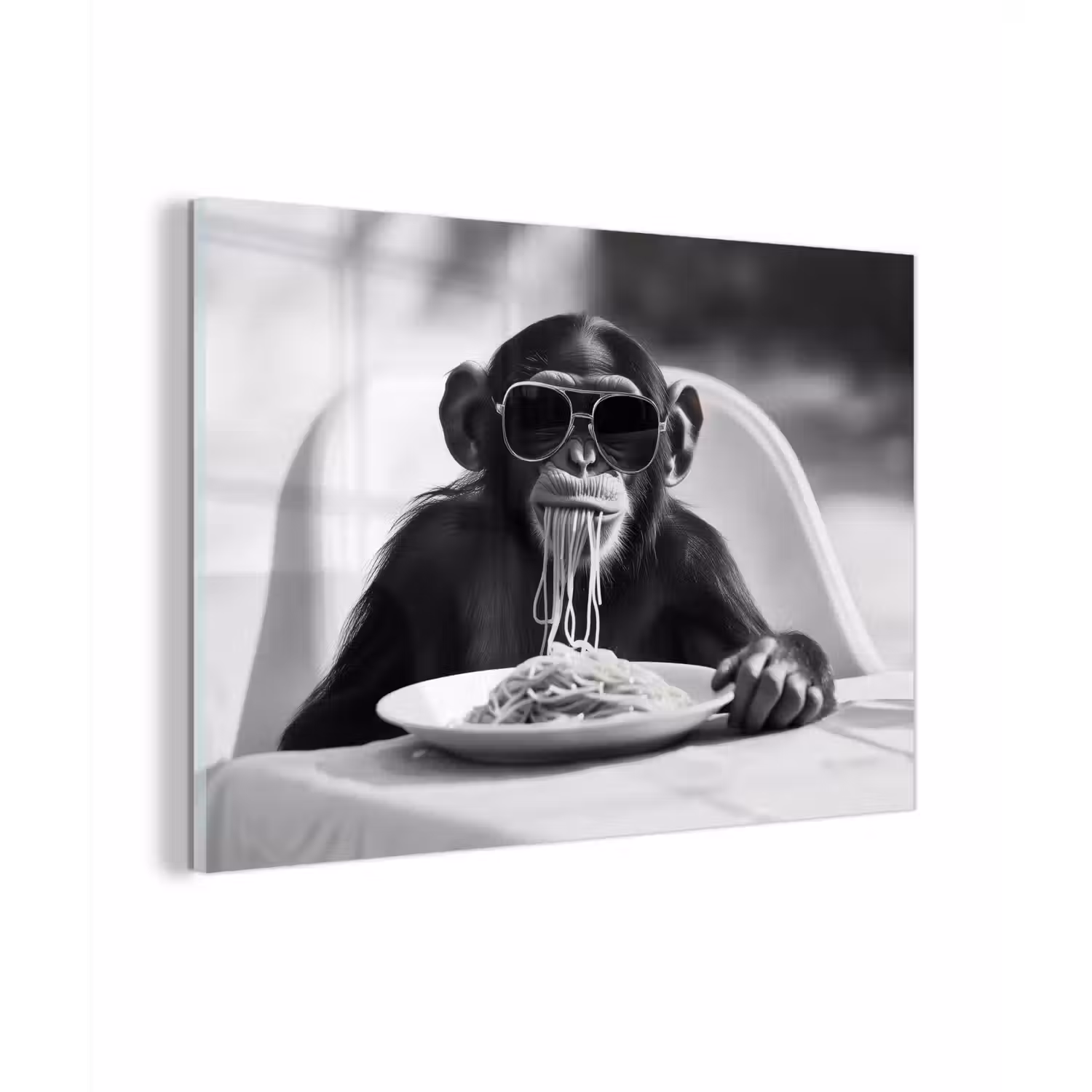 Aap - Spaghetti - Zonnebril - Zwart wit - Cool - Dier plexiglas 5mm klein -zzzproduct_nieuw