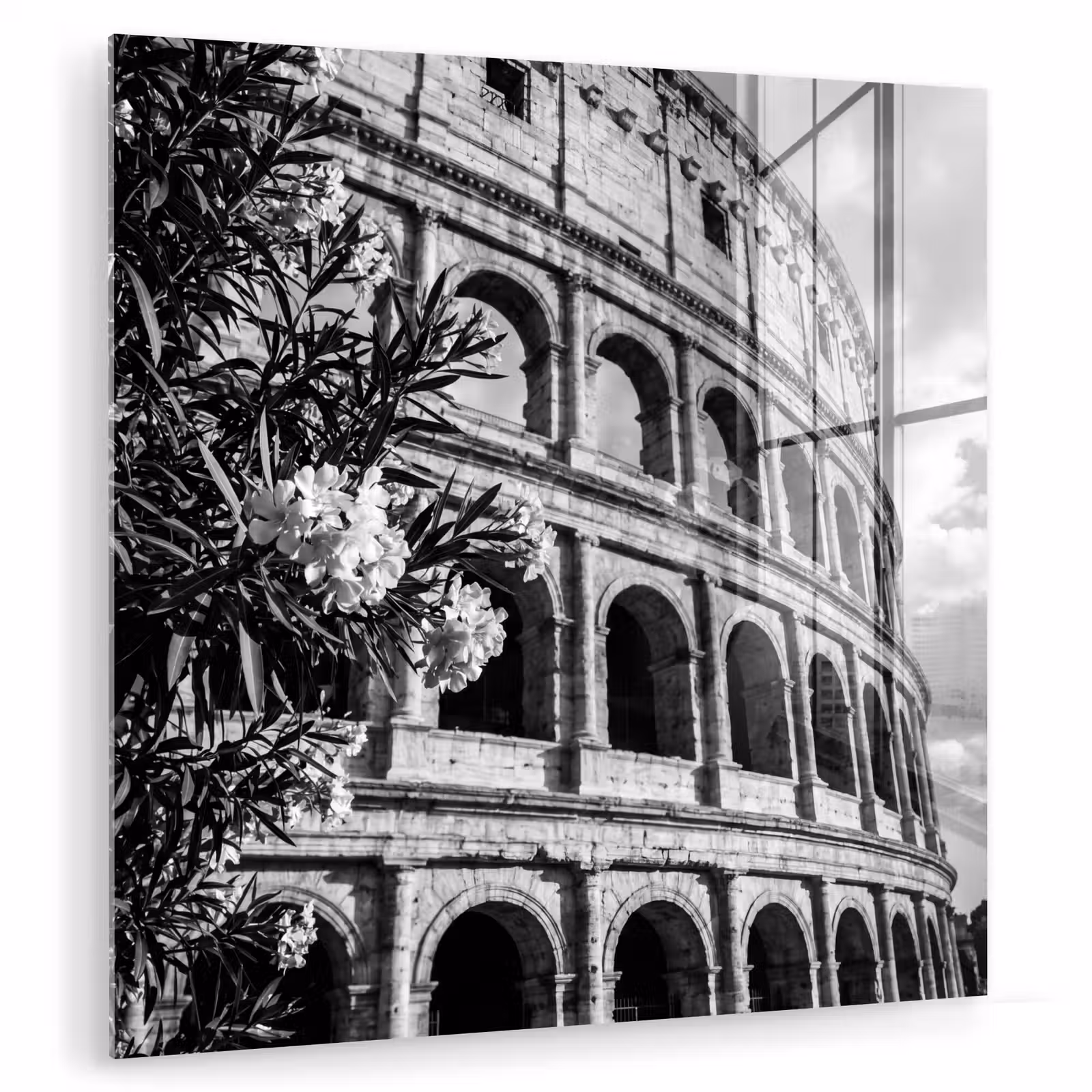 Glasbild - Architektur – Kolosseum – Rom – Historisch – Schwarz-Weiß - Architectuur - Colosseum - Rome - Historisch - Zwart-wit plexiglas 5mm klein