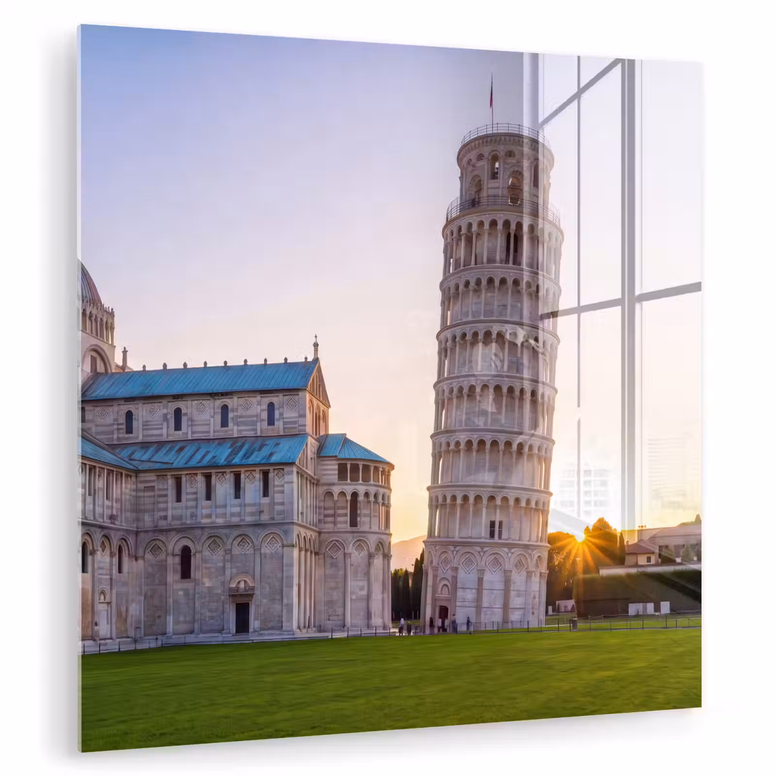 Glasbild - Architektur – Turm – Pisa – Italien – Sonnenuntergang - Architectuur - Toren - Pisa - Italië - Zonsondergang plexiglas 5mm klein
