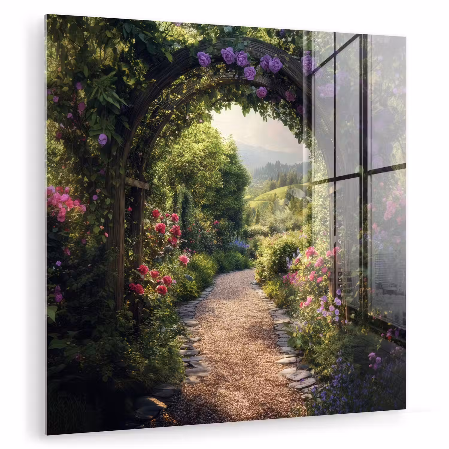 Doorkijk - Landschap - Bloemen - Tuinboog - Natuur plexiglas 5mm klein -zzzproduct_nieuw