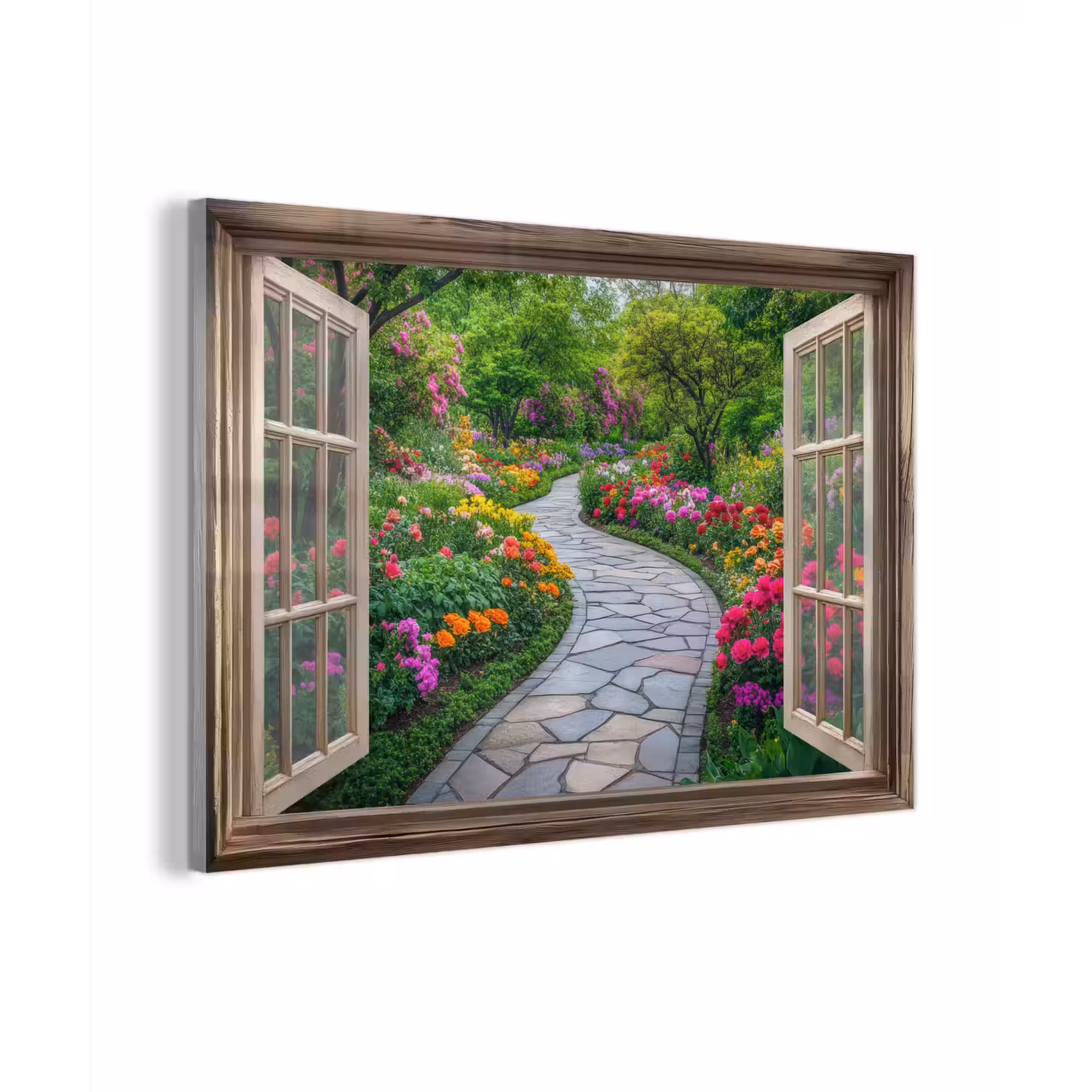 Doorkijk - Bloemen - Tuinpad - Natuur - Raam plexiglas 5mm klein -zzzproduct_nieuw