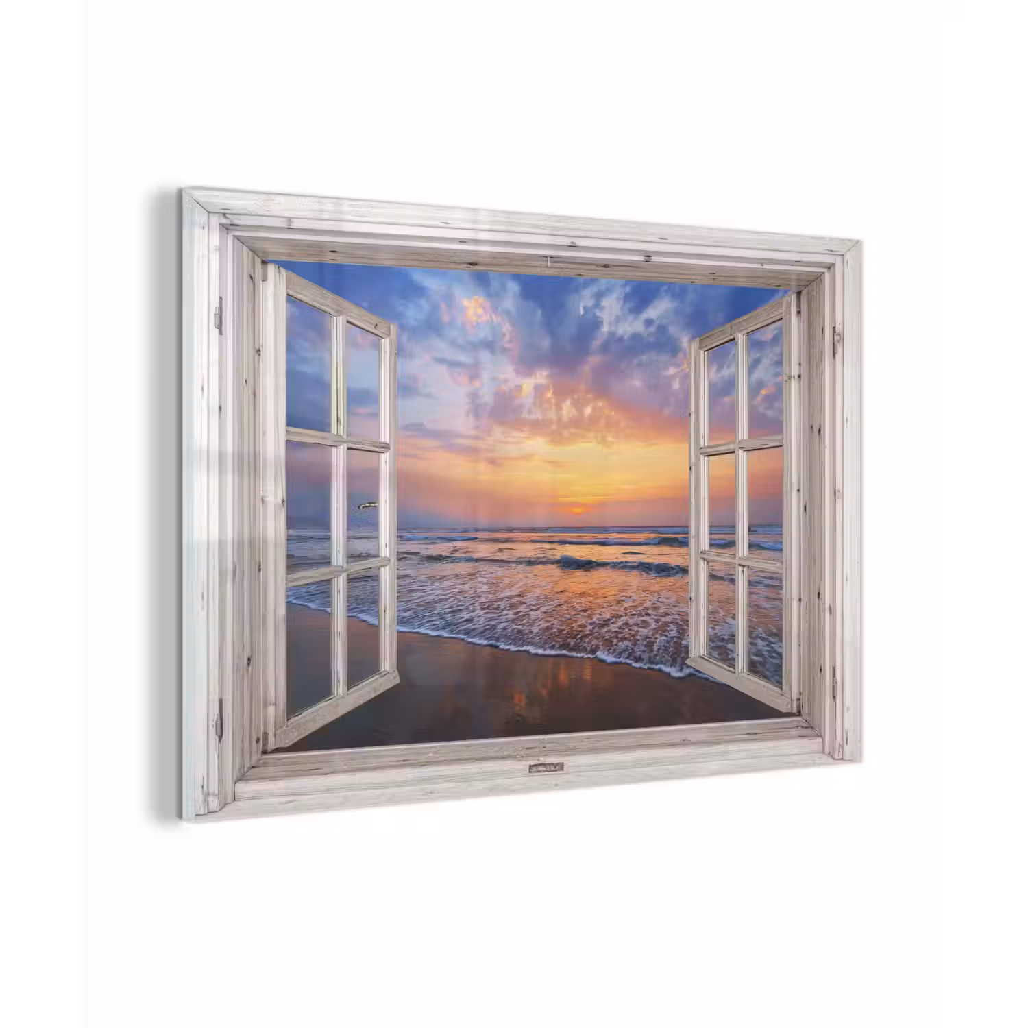 Doorkijk - Zee - Strand - Zonsondergang - Blauw plexiglas 5mm klein -z3d