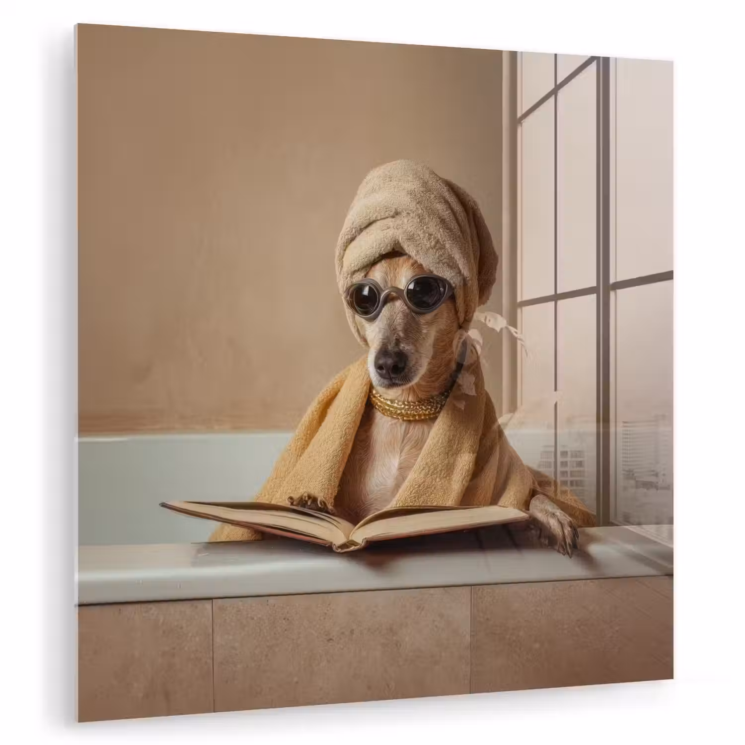 Bad - Hond - Boek - Zonnebril plexiglas 5mm klein -zzzproduct_nieuw