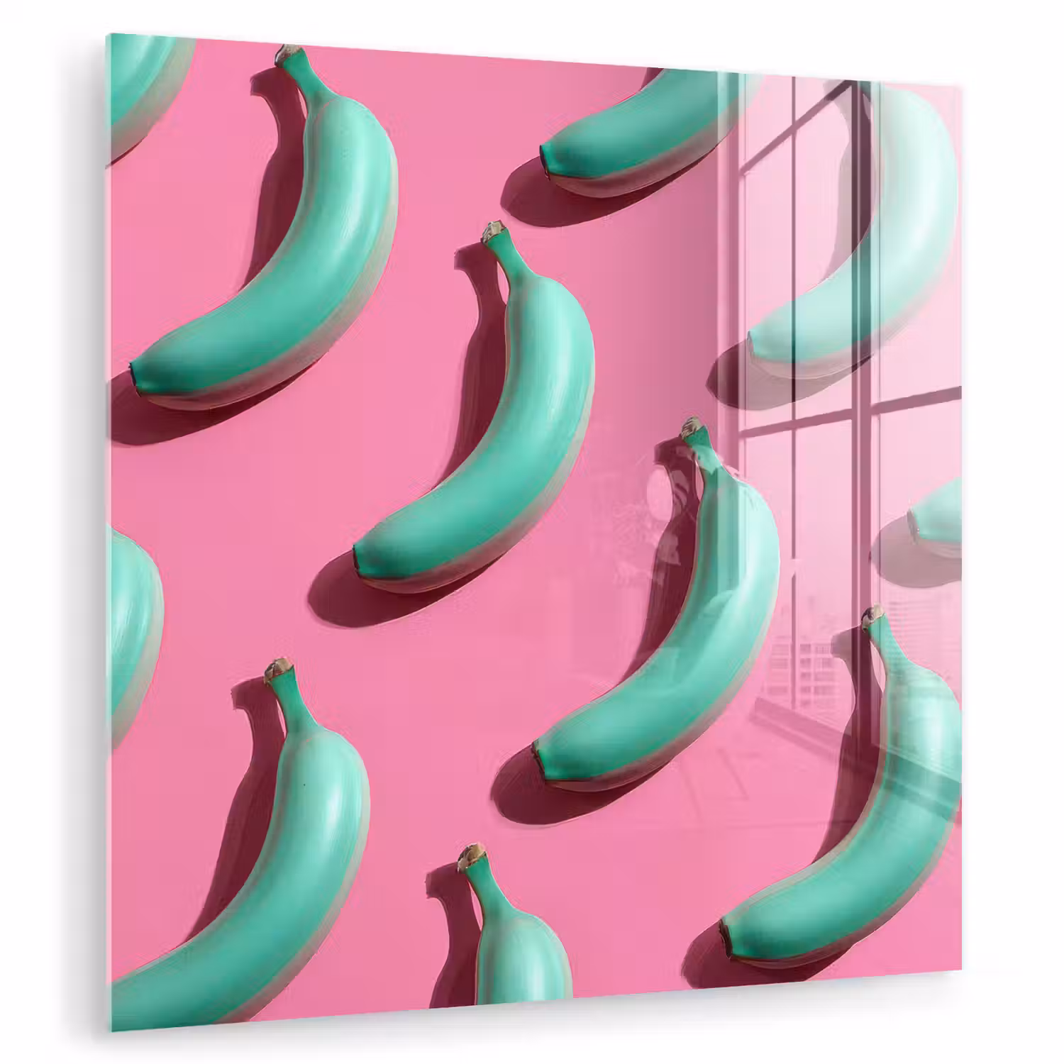 Bananen - Patroon - Blauw - Roze plexiglas 5mm klein -zzzproduct_nieuw