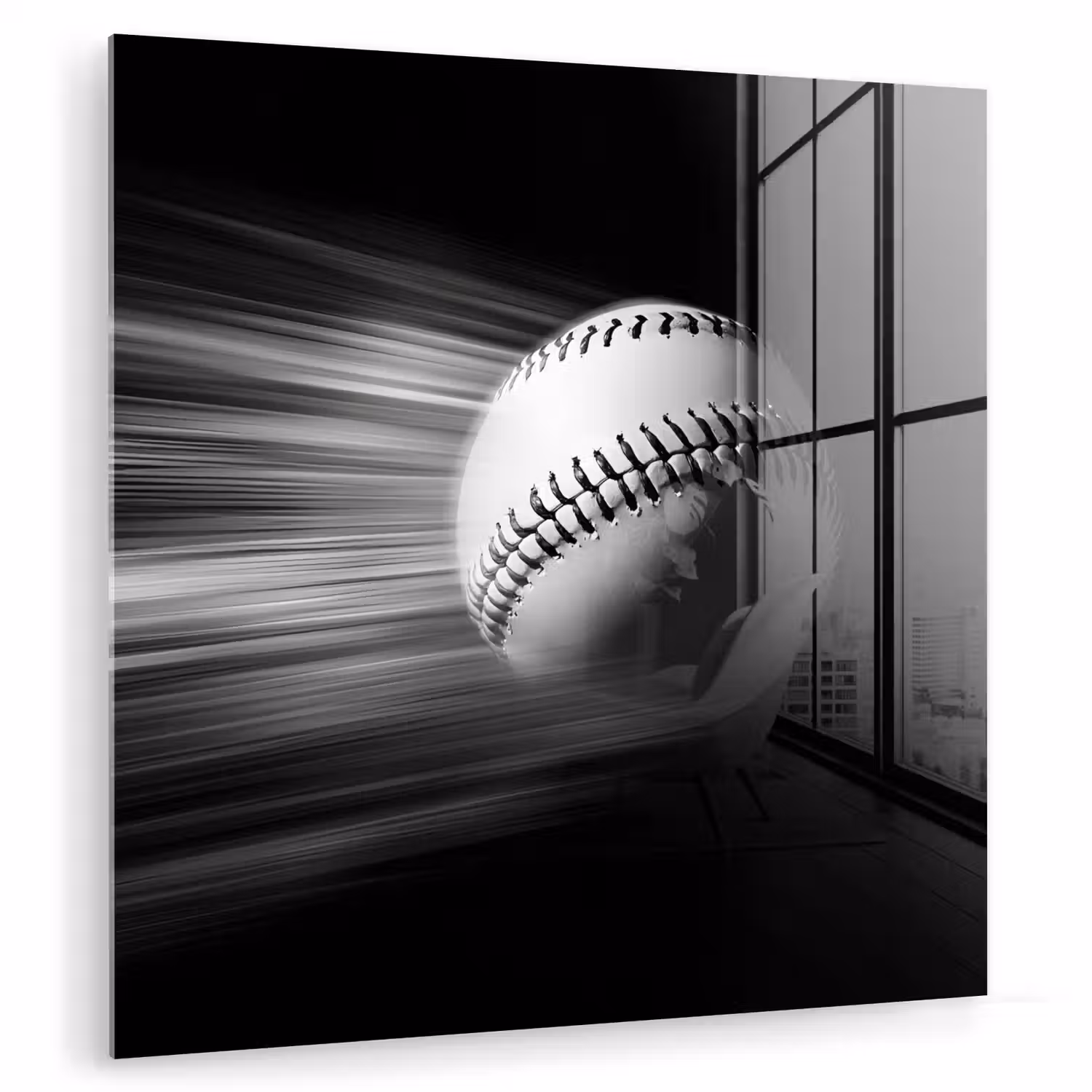 Honkbal - Wit - Vliegt plexiglas 5mm klein -zzzproduct_nieuw