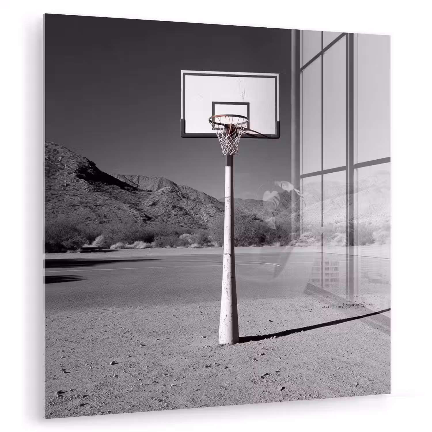 Basketbalpaal - Landschap - Zand - Wit plexiglas 5mm klein -zzzproduct_nieuw