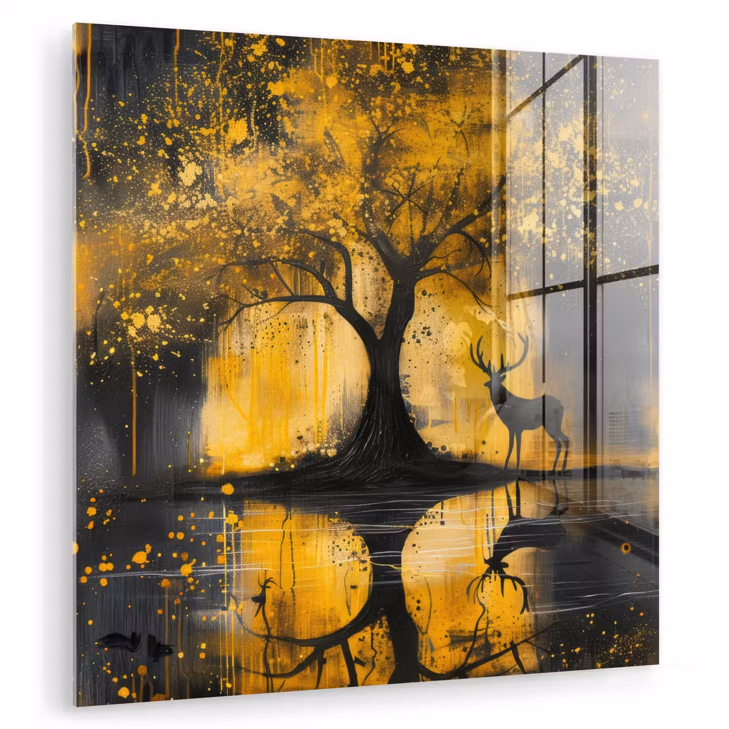 Boom - Verflook - Hert - Natuur - Goud plexiglas 5mm klein -zzzproduct_nieuw