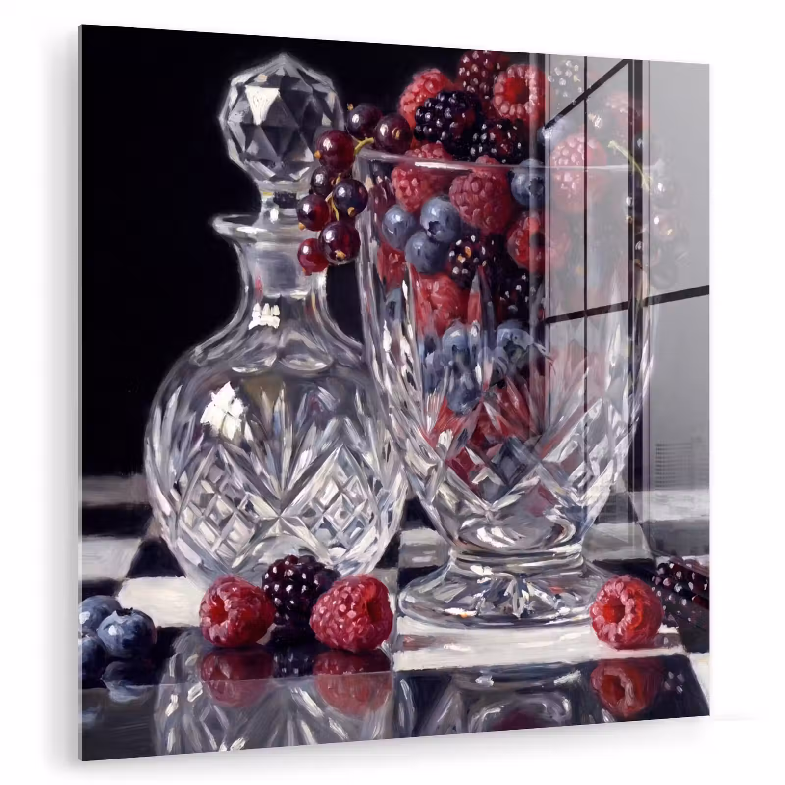 Glasbild - Beeren – Kristall – Stillleben - Bessen - Kristal - Stilleven plexiglas 5mm klein