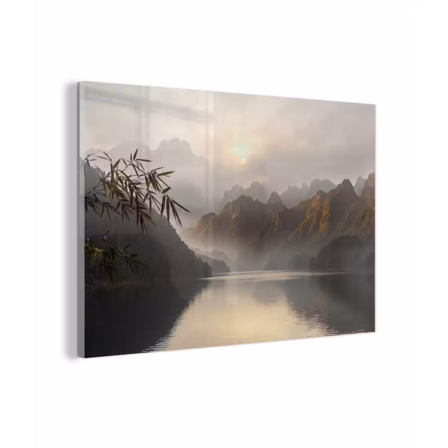 Bergen - Water - Mist - Natuur - Landschap plexiglas 5mm klein -zzzproduct_nieuw