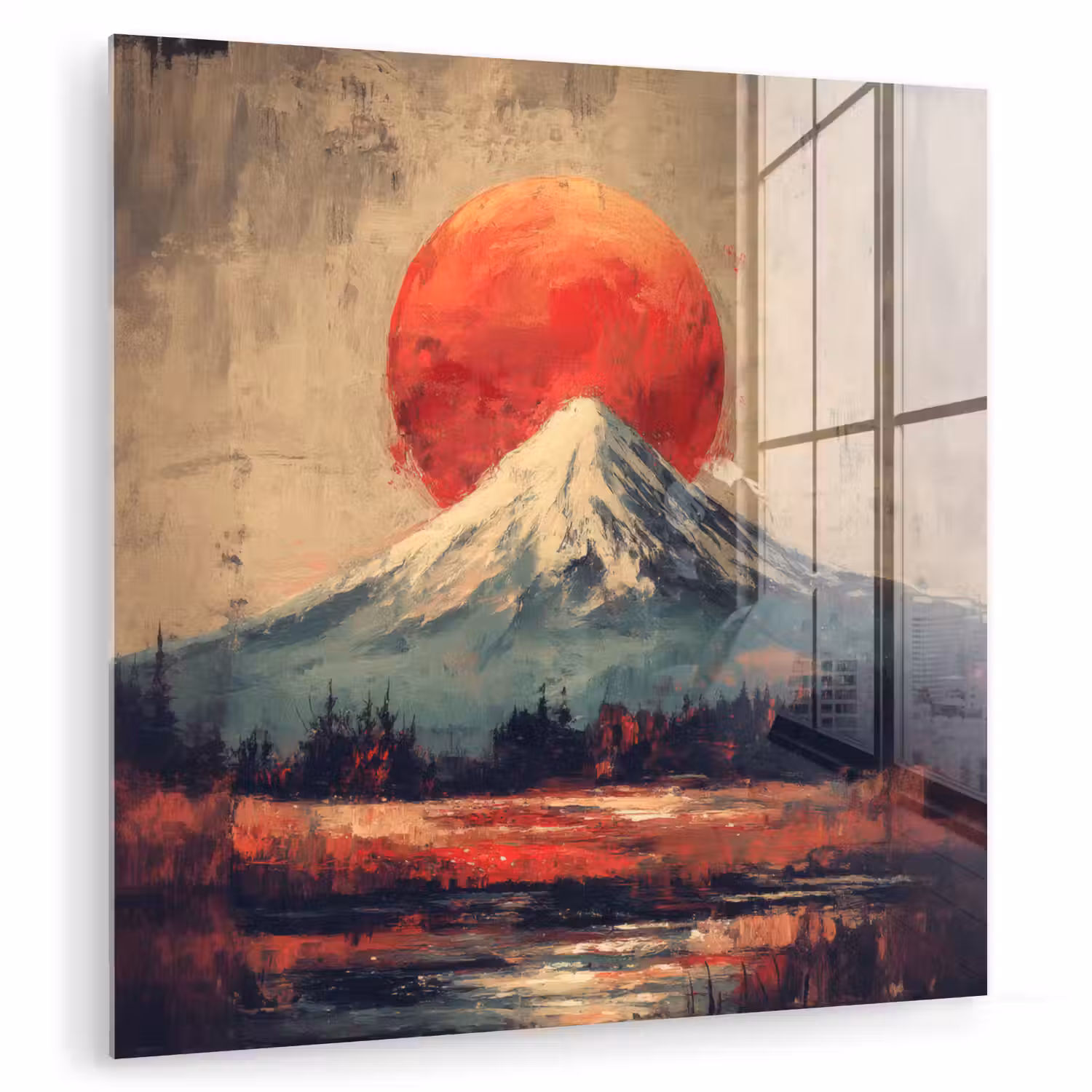 Bergtop - Sneeuw - Zon plexiglas 5mm klein -zzzproduct_nieuw