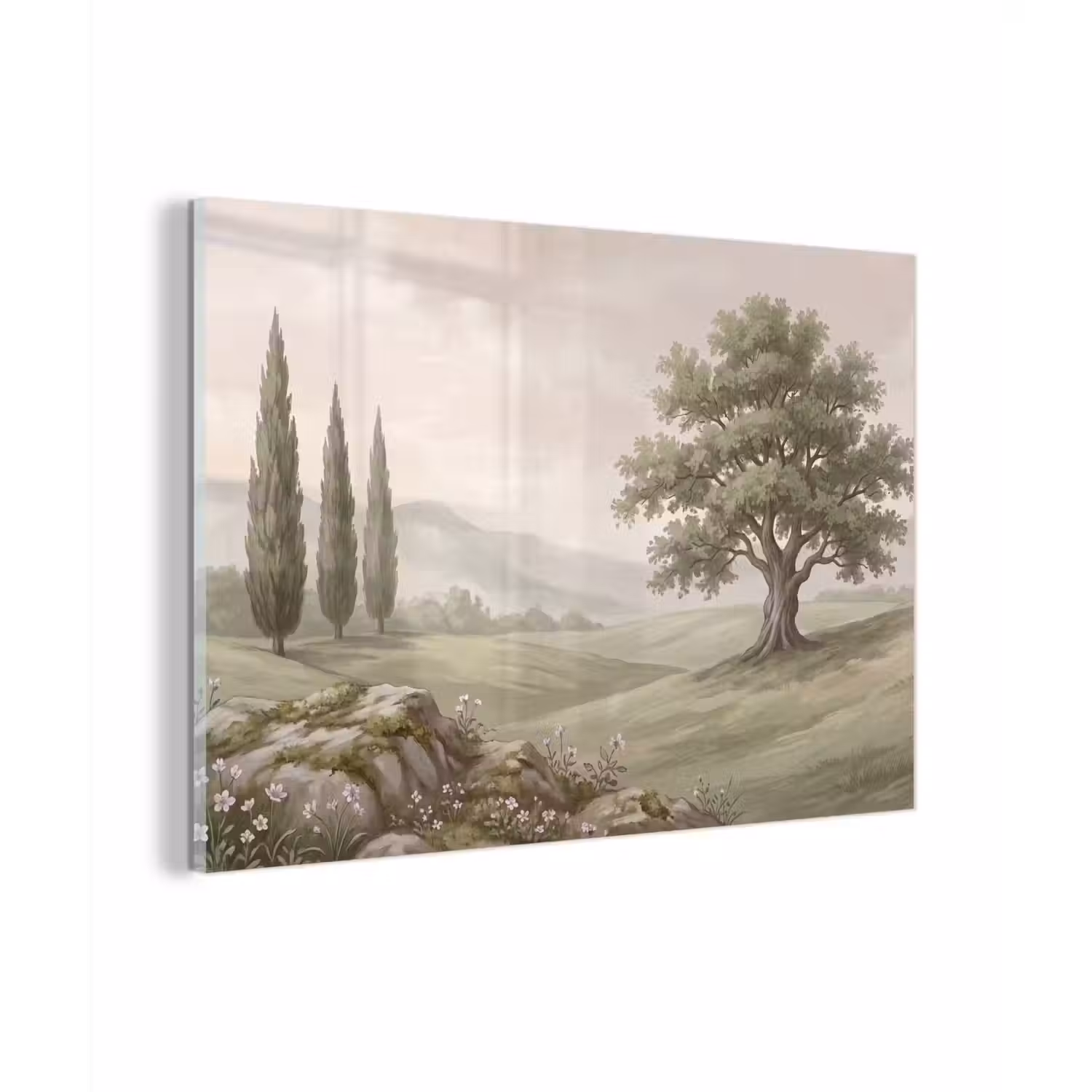Heuvellandschap - Bomen - Natuur - Groen plexiglas 5mm klein -zzzproduct_nieuw
