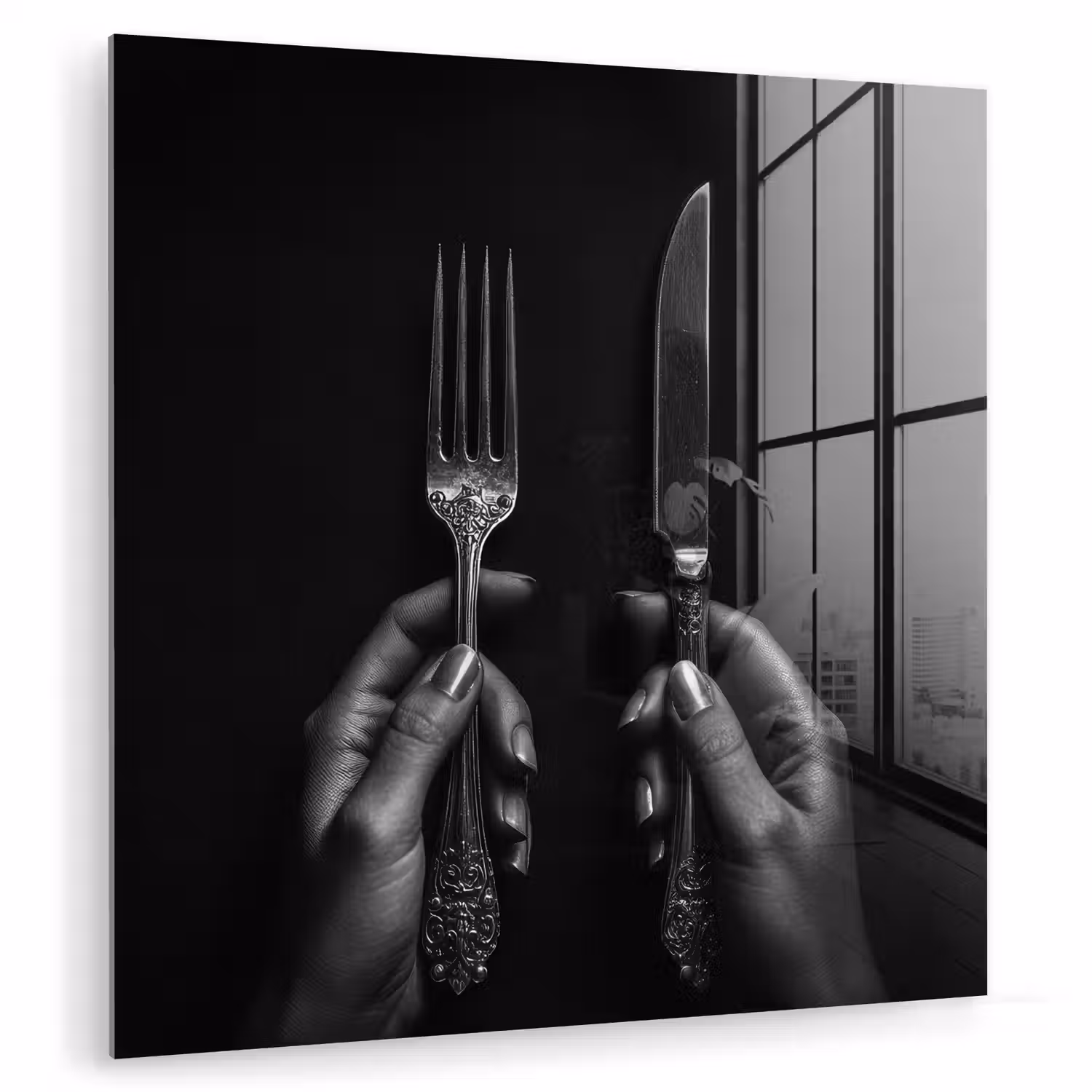 Bestek - Zwart - Wit plexiglas 5mm klein -zzzproduct_nieuw