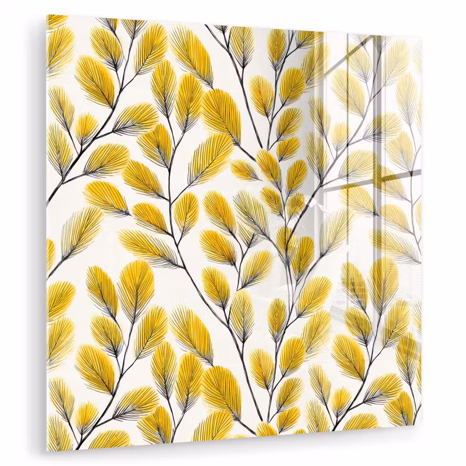 Bladeren - Botanisch - Elegant - Geel - Zwart plexiglas 5mm klein 11 -zzzproduct_nieuw
