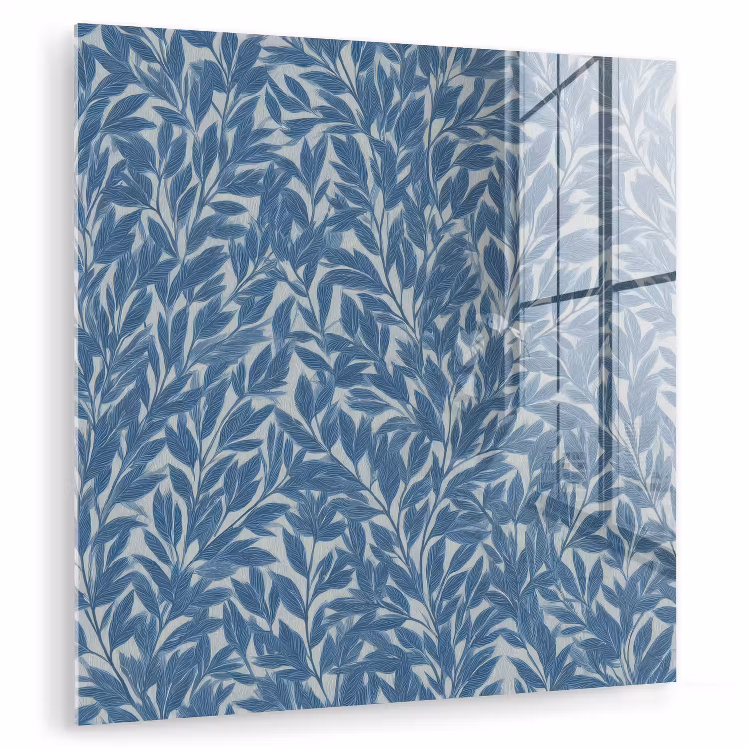 Bladeren - Klassiek - Patroon - Donkerblauw - Vintage plexiglas 5mm klein 11 -zzzproduct_nieuw