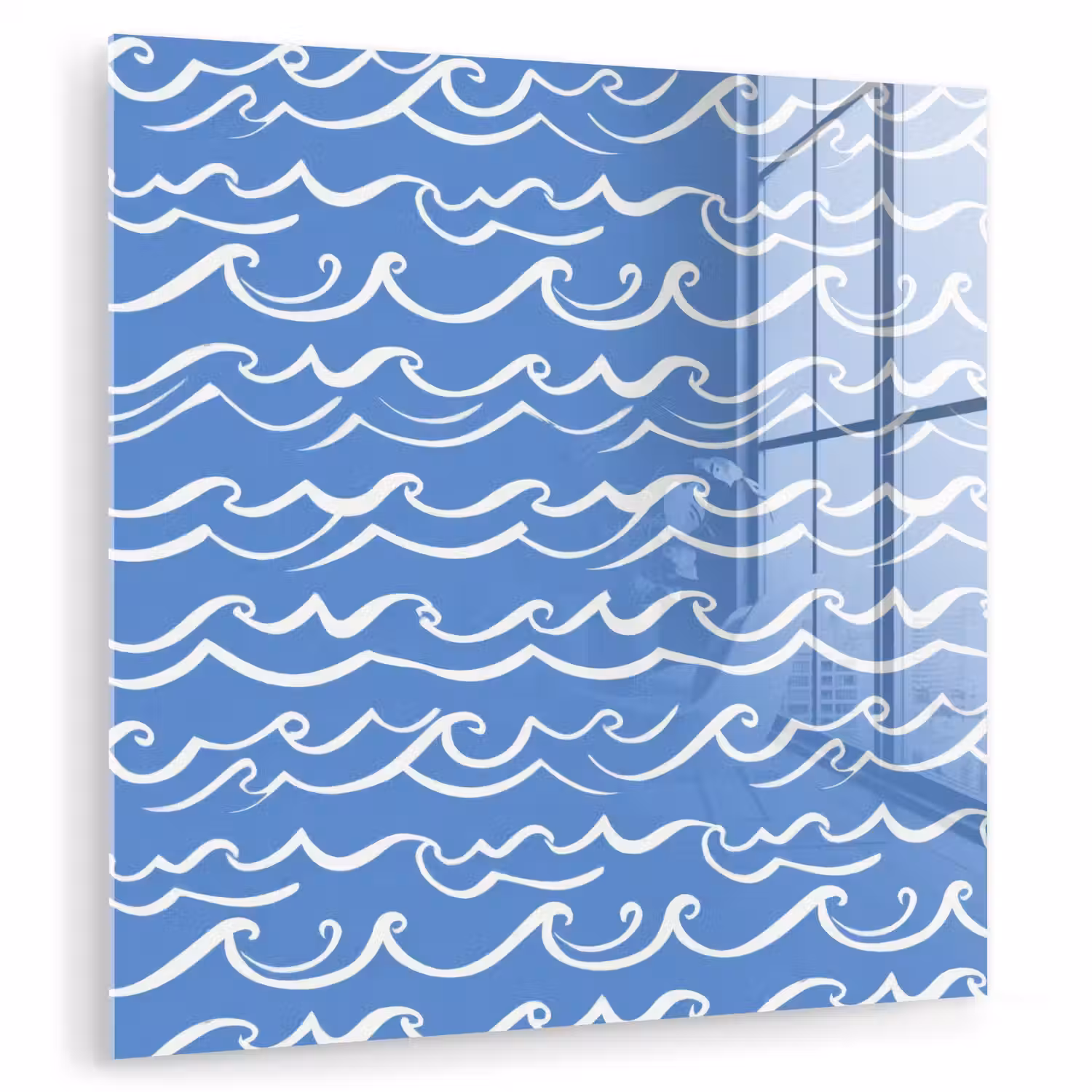 Blauw - Wit - Simpel - Getekend - Golven plexiglas 5mm klein 11 -zzzproduct_nieuw