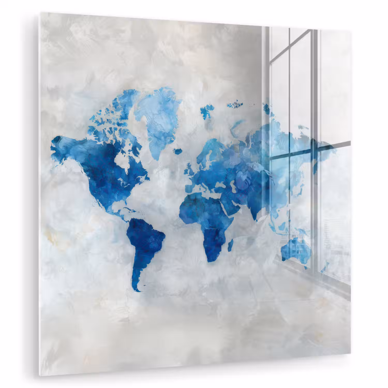 Blauw - Wolken - Textuur - Wereldkaart plexiglas 5mm klein -zzzproduct_nieuw