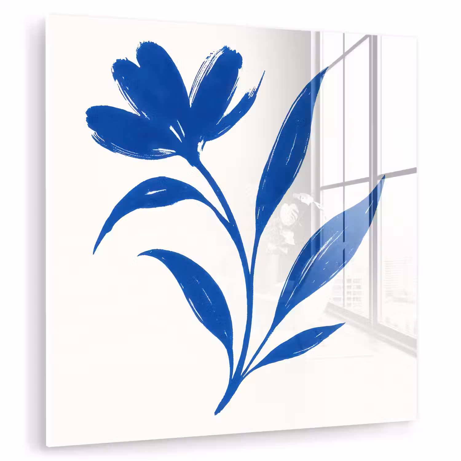 Bloem - Blaadjes - Minimalistisch - Blauw plexiglas 5mm klein -zzzproduct_nieuw