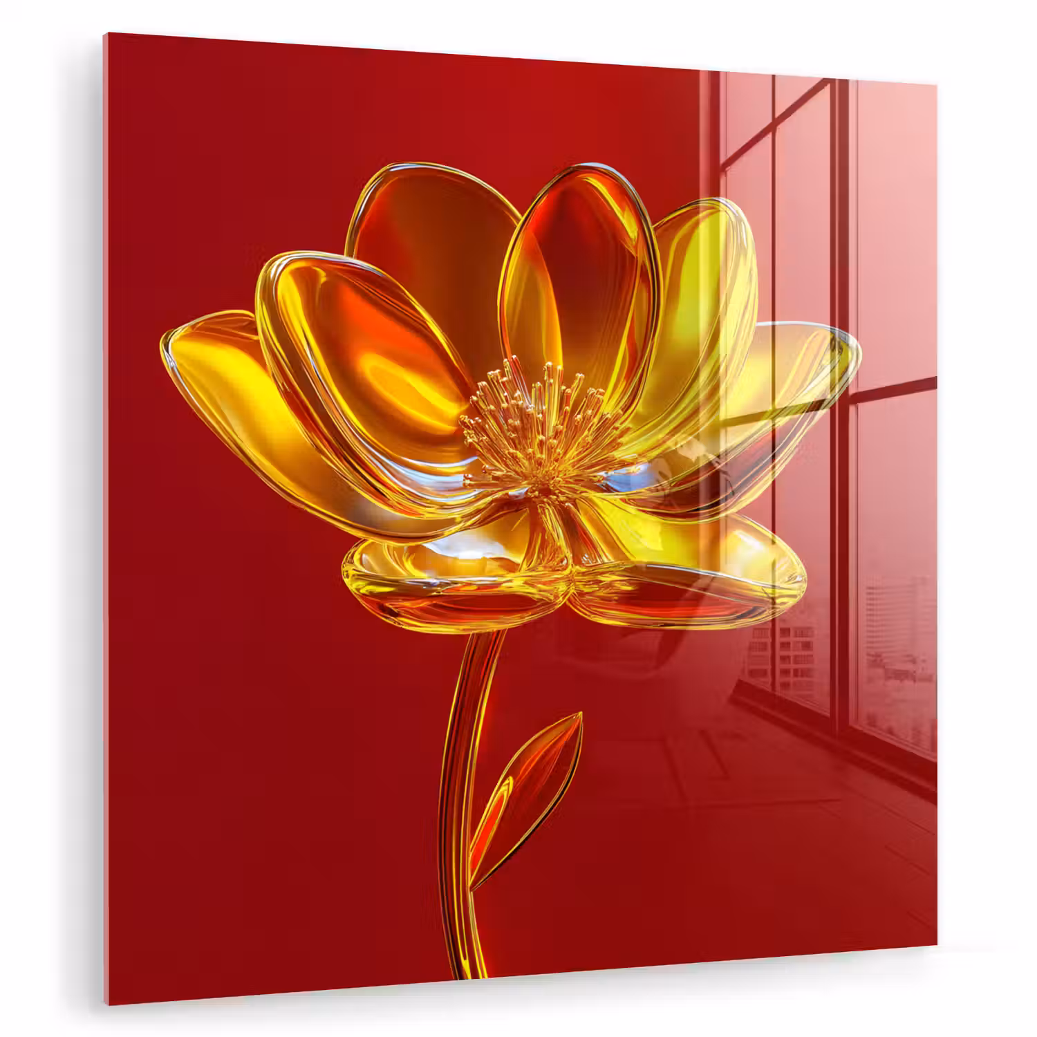 Bloem - Goud - Glazen plexiglas 5mm klein -zzzproduct_nieuw