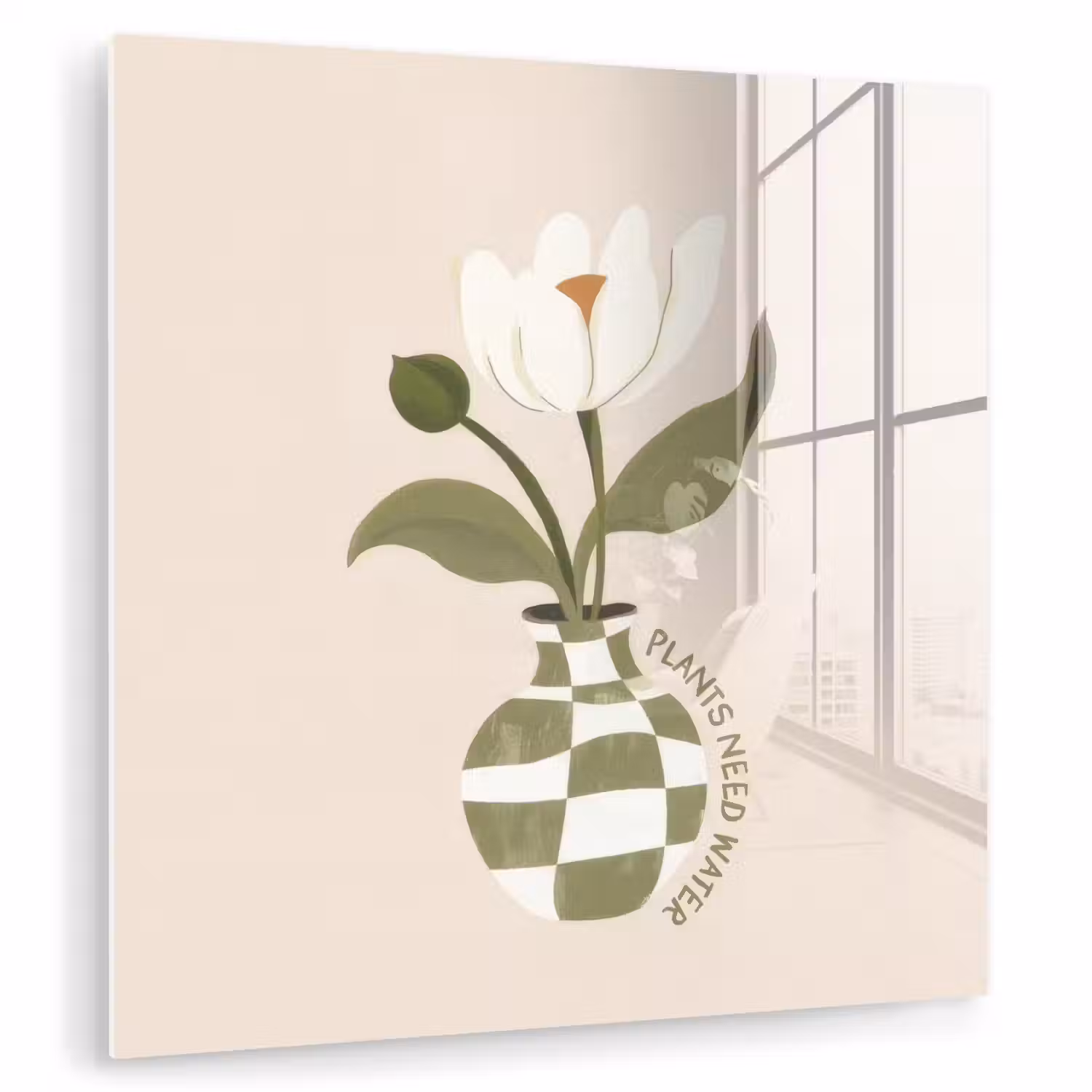Bloem - Wit - Vaas - Quote plexiglas 5mm klein -zzzproduct_nieuw