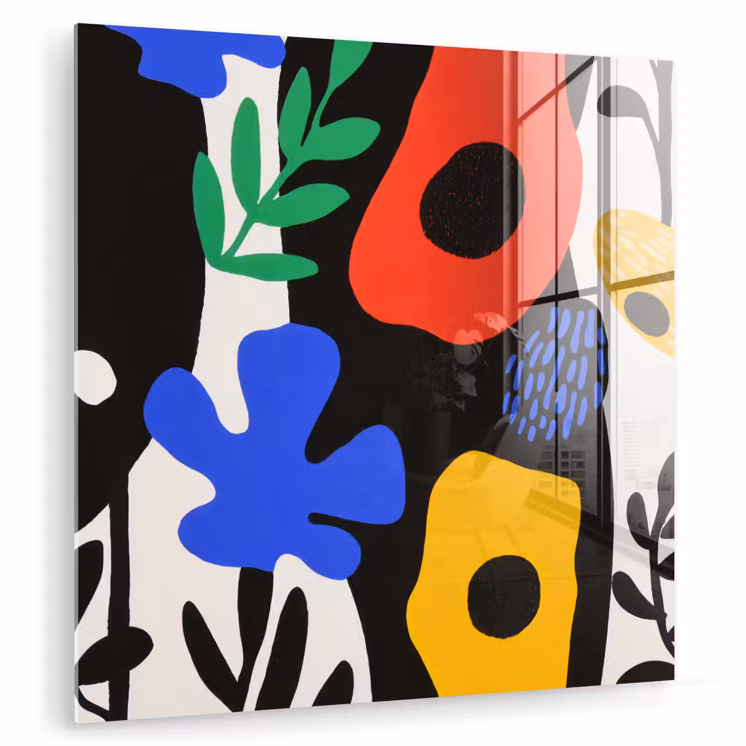 Bloemen - Bladeren - Abstract - Zwart plexiglas 5mm klein -zzzproduct_nieuw