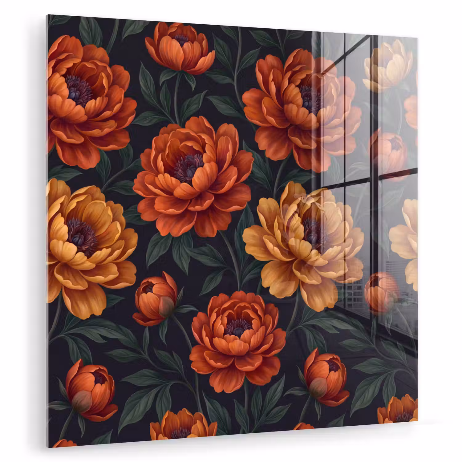 Bloemen - Bladeren - Natuur - Modern - Oranje plexiglas 5mm klein -zzzproduct_nieuw
