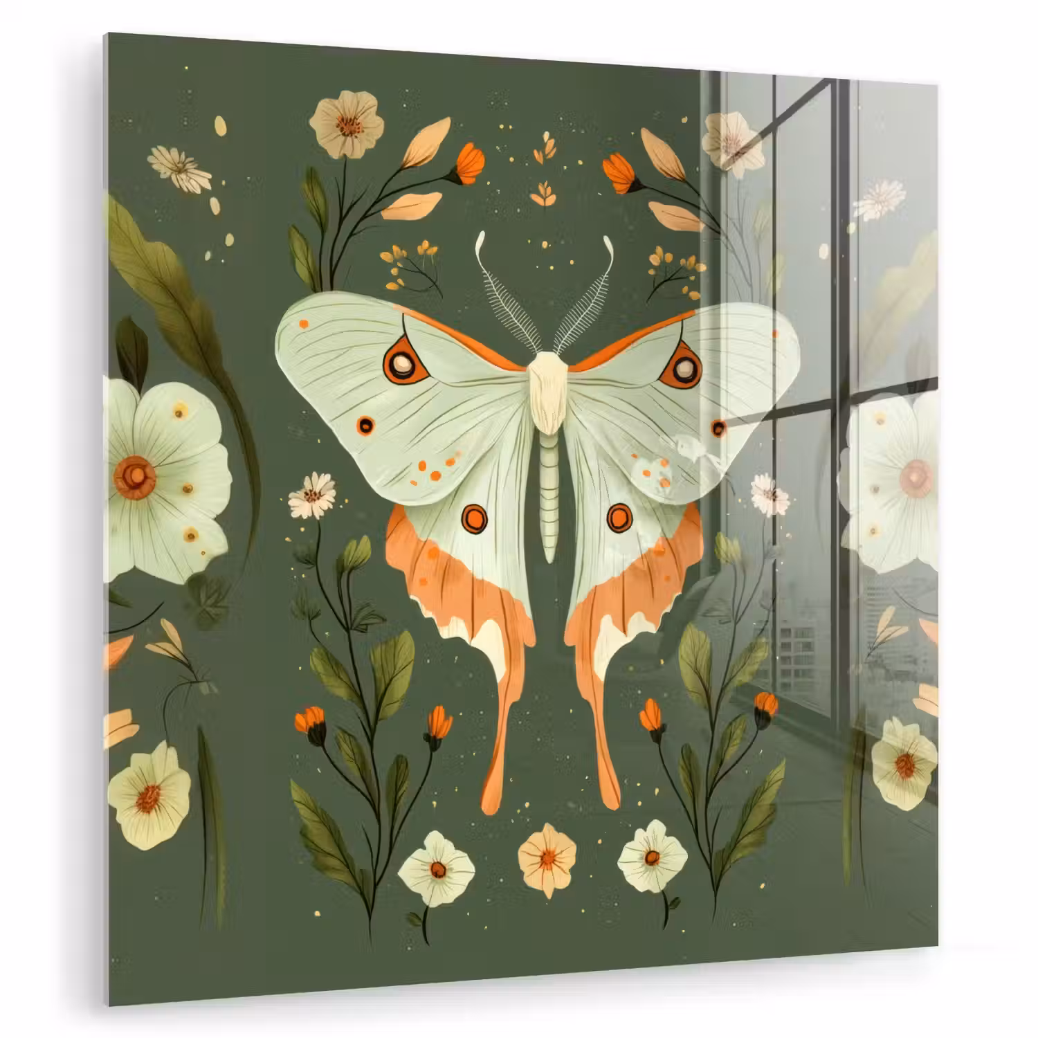 Bloemen - Bladeren - Olijfgroen - Vlinder plexiglas 5mm klein -zzzproduct_nieuw