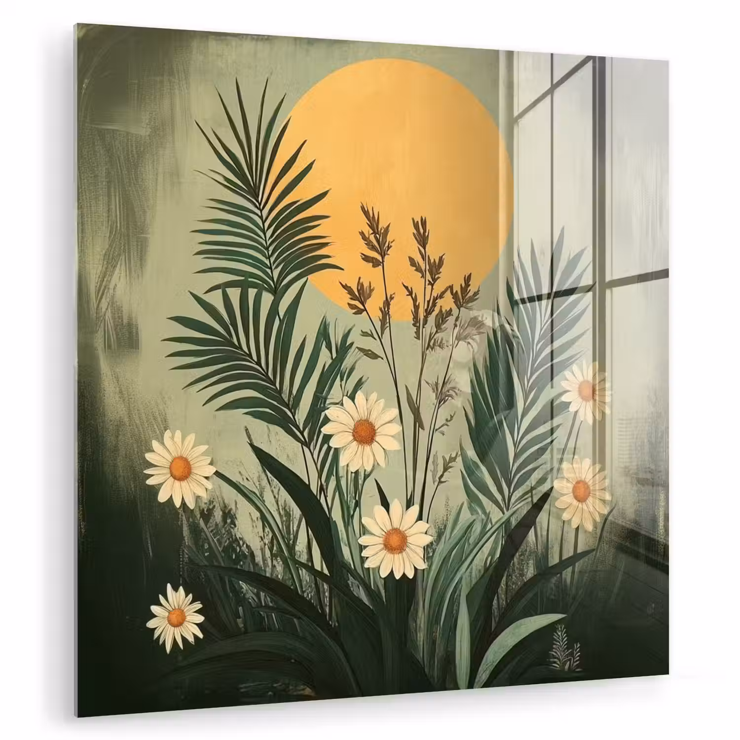 Bloemen - Bladeren - Zon - Groen plexiglas 5mm klein -zzzproduct_nieuw