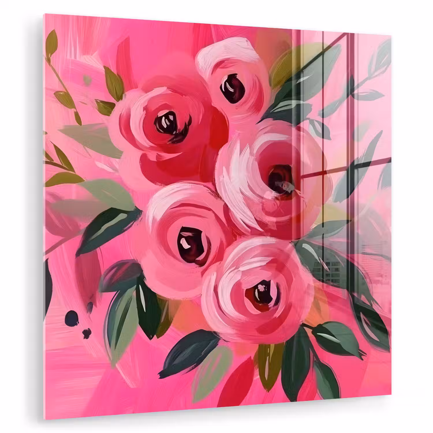 Bloemen - Verf - Roze plexiglas 5mm klein -zzzproduct_nieuw
