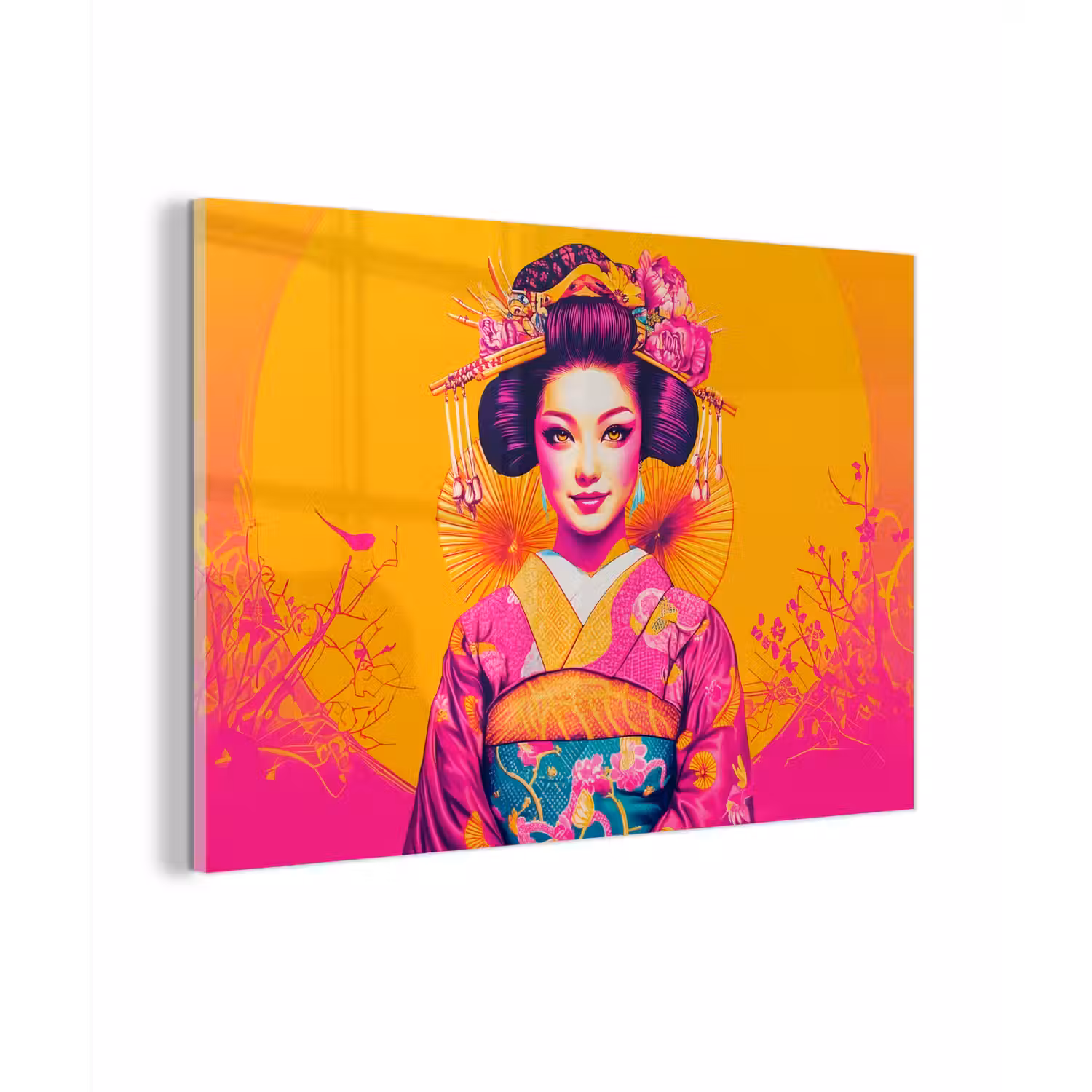 Bloemen - Vrouw - Kimono - Roze plexiglas 5mm klein -zzzproduct_nieuw