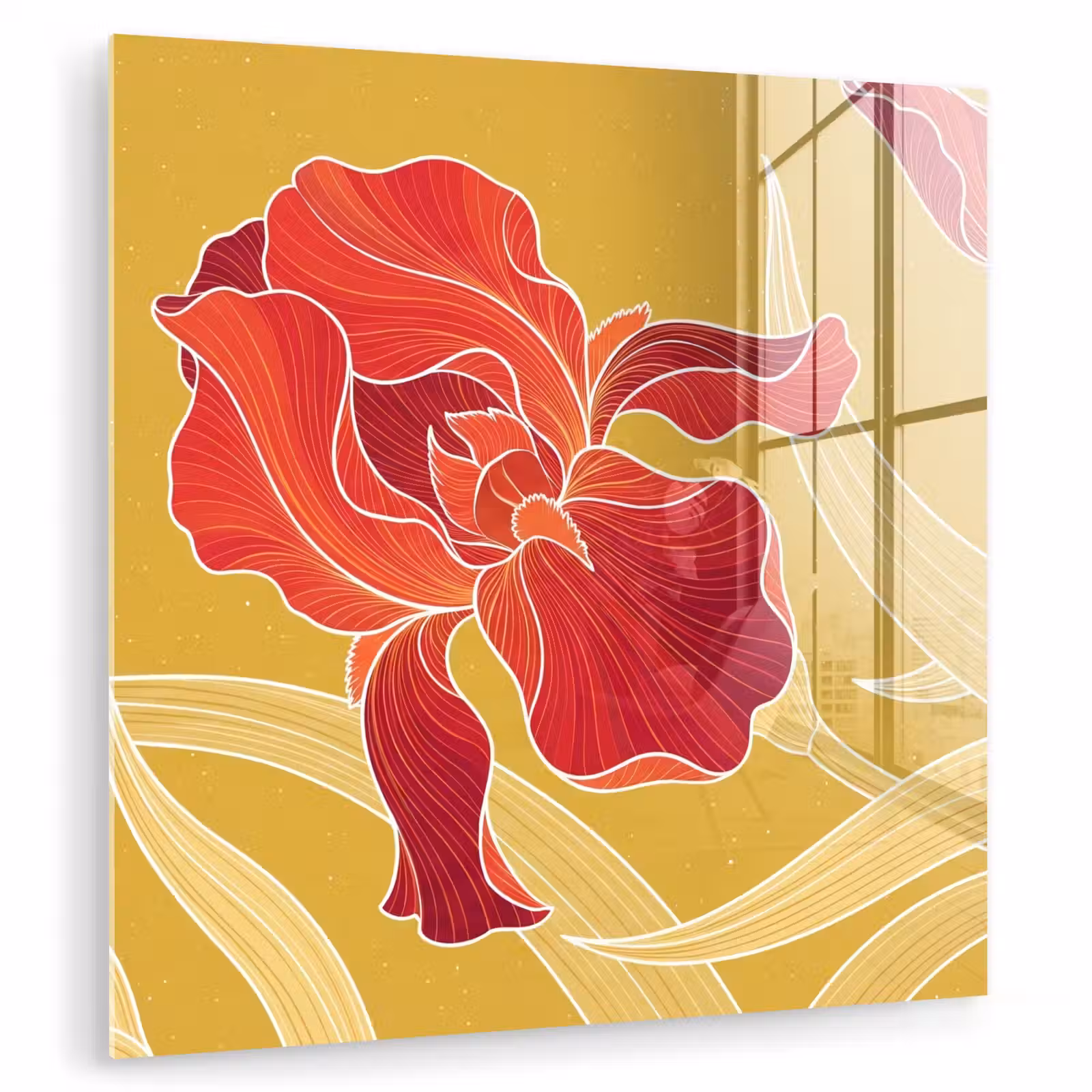 Glasbild - Blumen – Illustration – Rot - Bloemen - Illustratie - Rood plexiglas 5mm klein