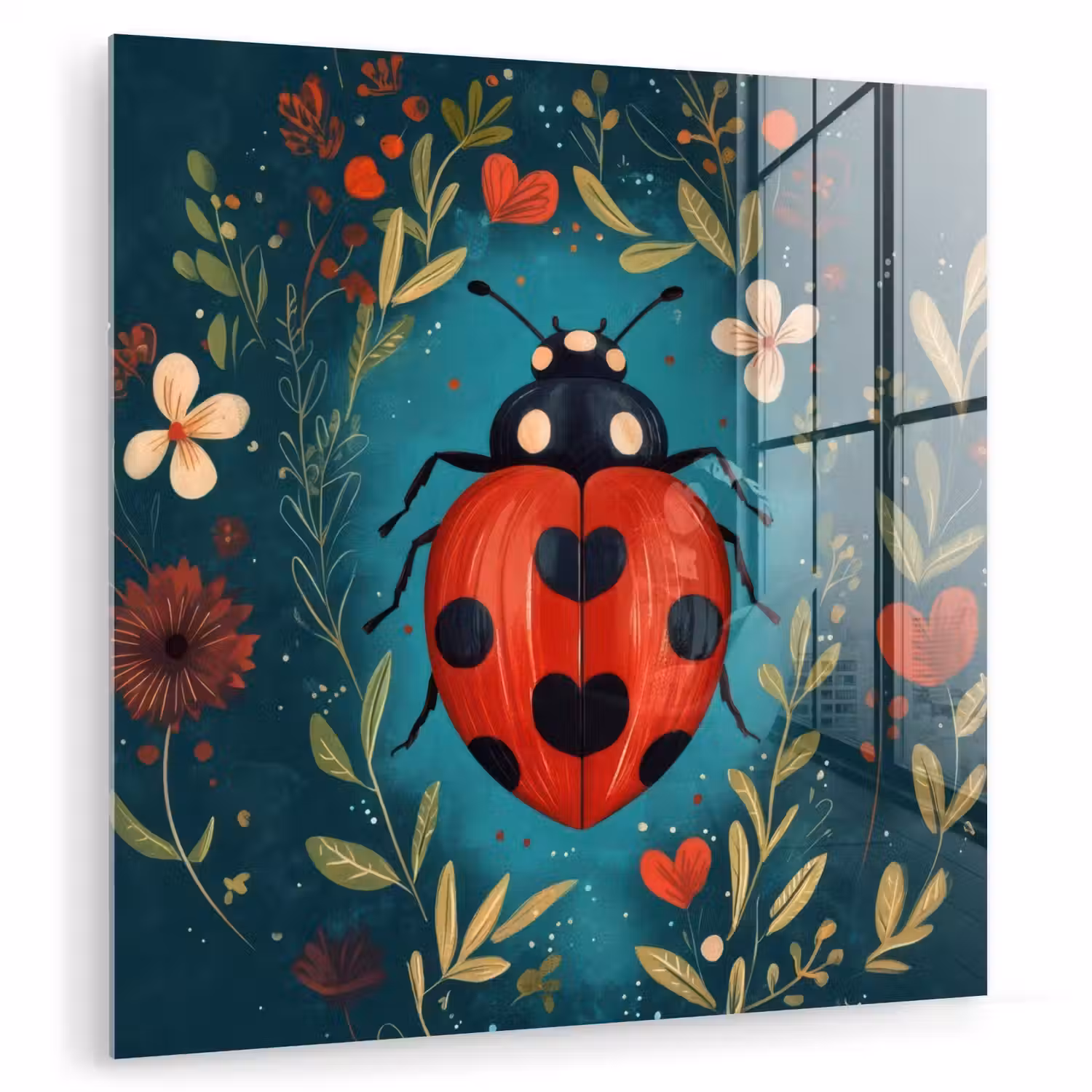 Bloemen - Lieveheersbeestje - Hartje - Rood plexiglas 5mm klein -zzzproduct_nieuw