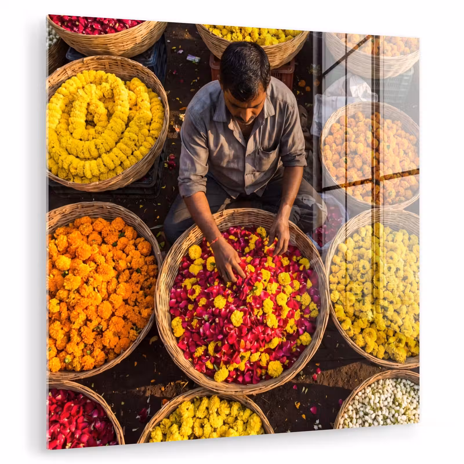 Glasbild - Blumen – Markt – Bunt - Bloemen - Markt - Kleurrijk plexiglas 5mm klein