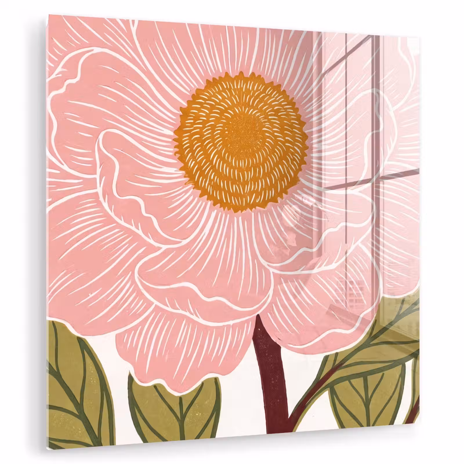 Glasbild - Blumen – Rosa – Illustration - Bloemen - Roze - Illustratie plexiglas 5mm klein
