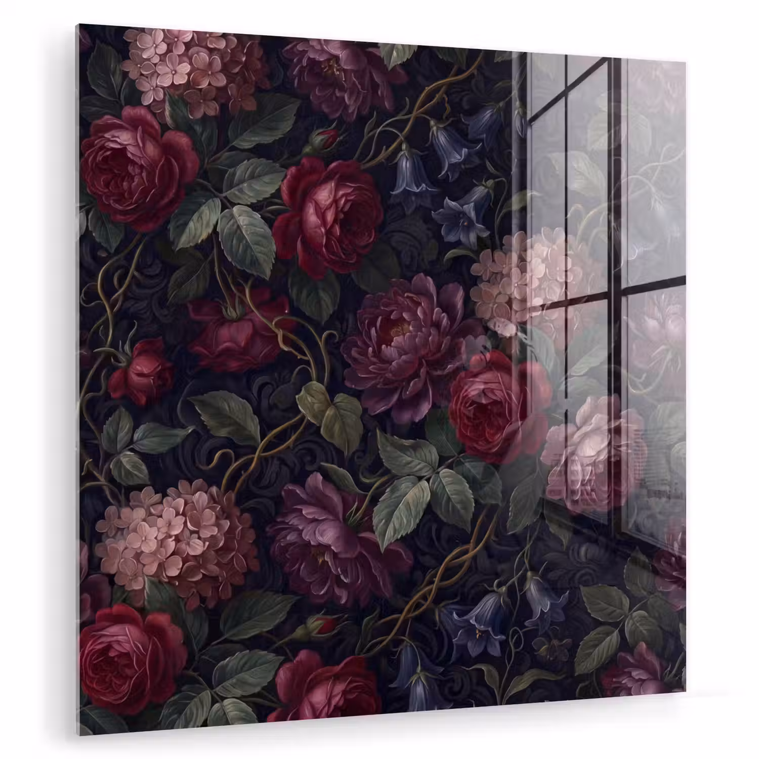 Bloemen - Rood - Klassiek - Donker - Patroon plexiglas 5mm klein -zzzproduct_nieuw