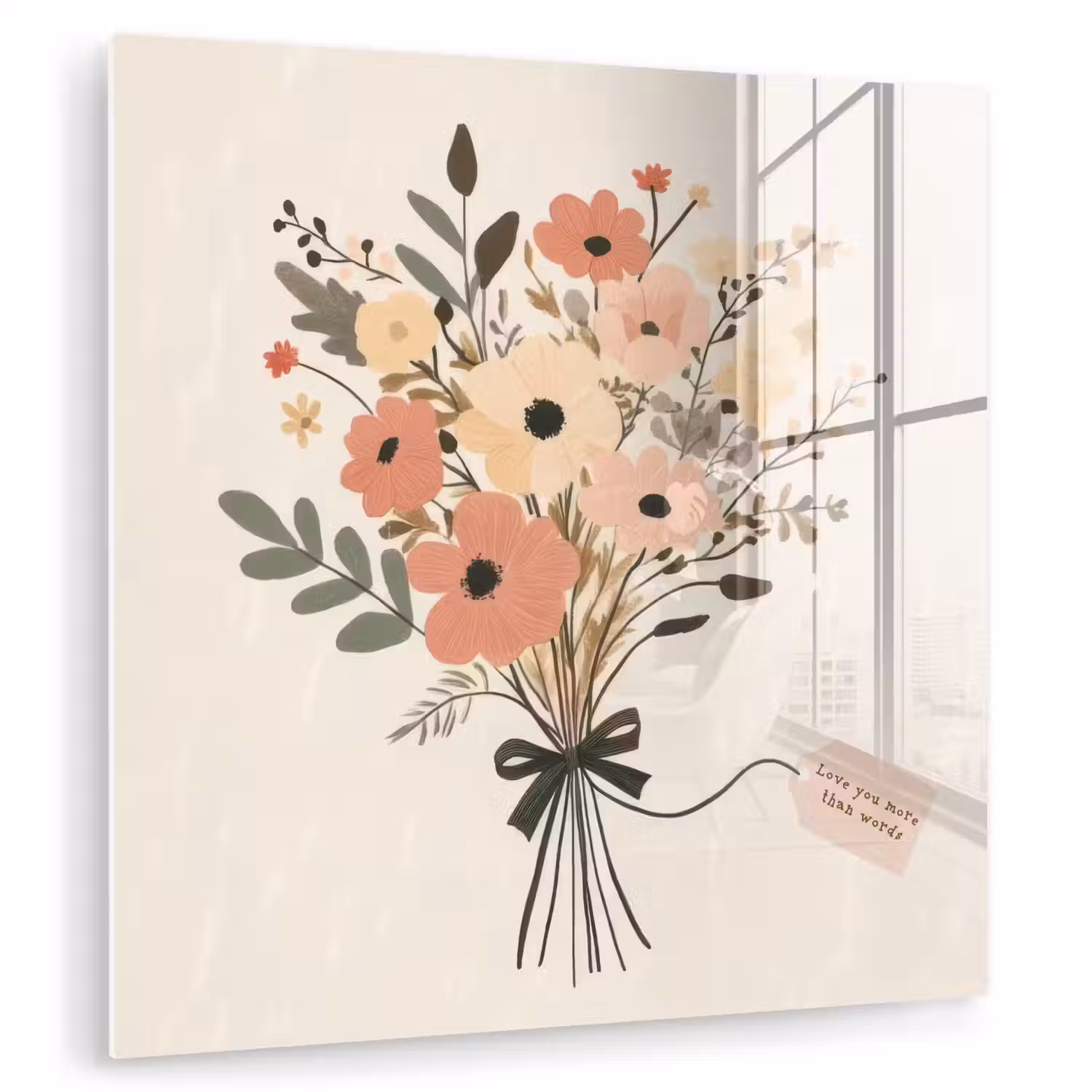 Bloemen - Quote - Beige - Lint plexiglas 5mm klein -zzzproduct_nieuw