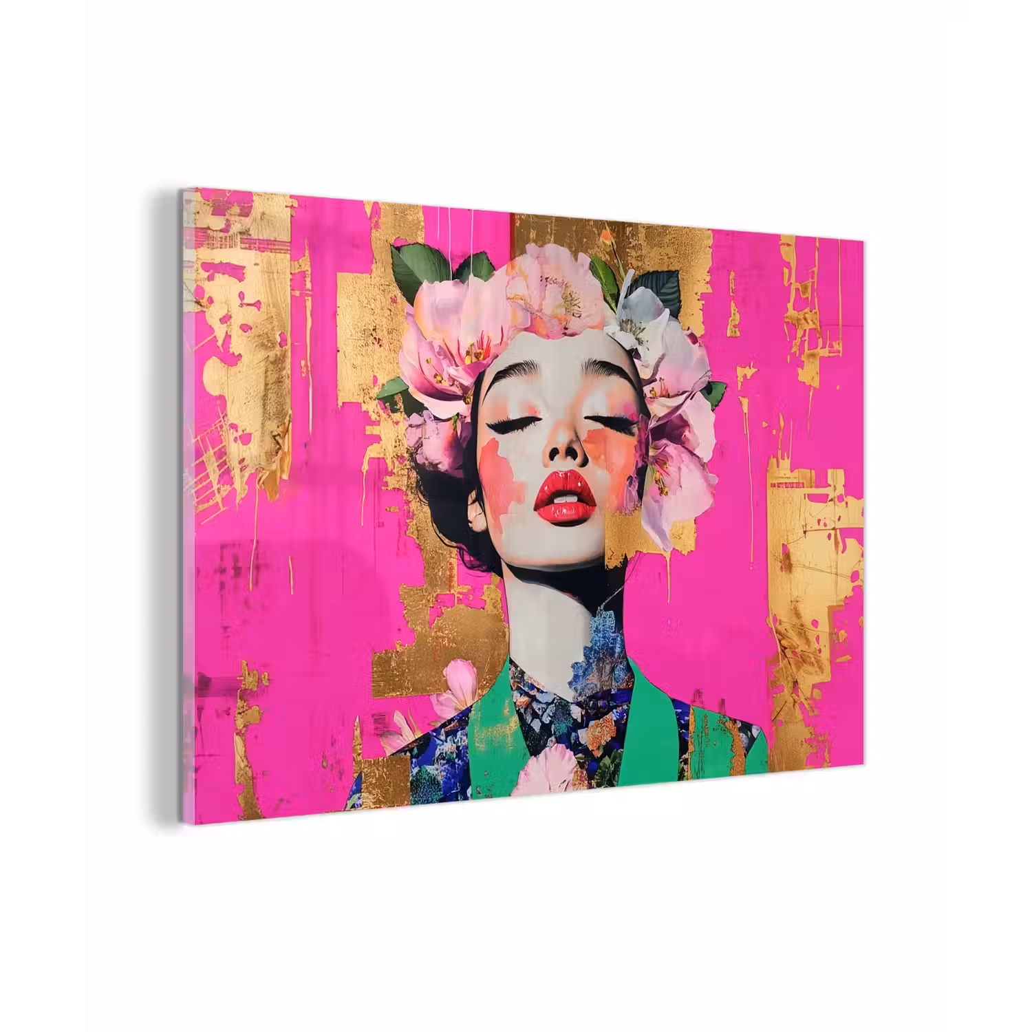 Bloemenkroon - Goud - Vrouw - Portret plexiglas 5mm klein -zzzproduct_nieuw