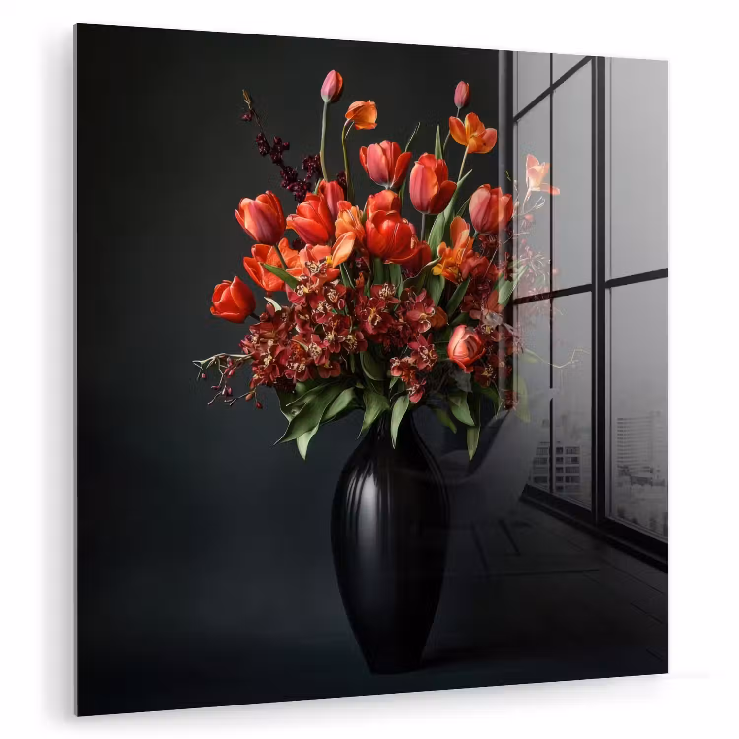 Boeket - Tulpen - Vaas - Rood plexiglas 5mm klein -zzzproduct_nieuw