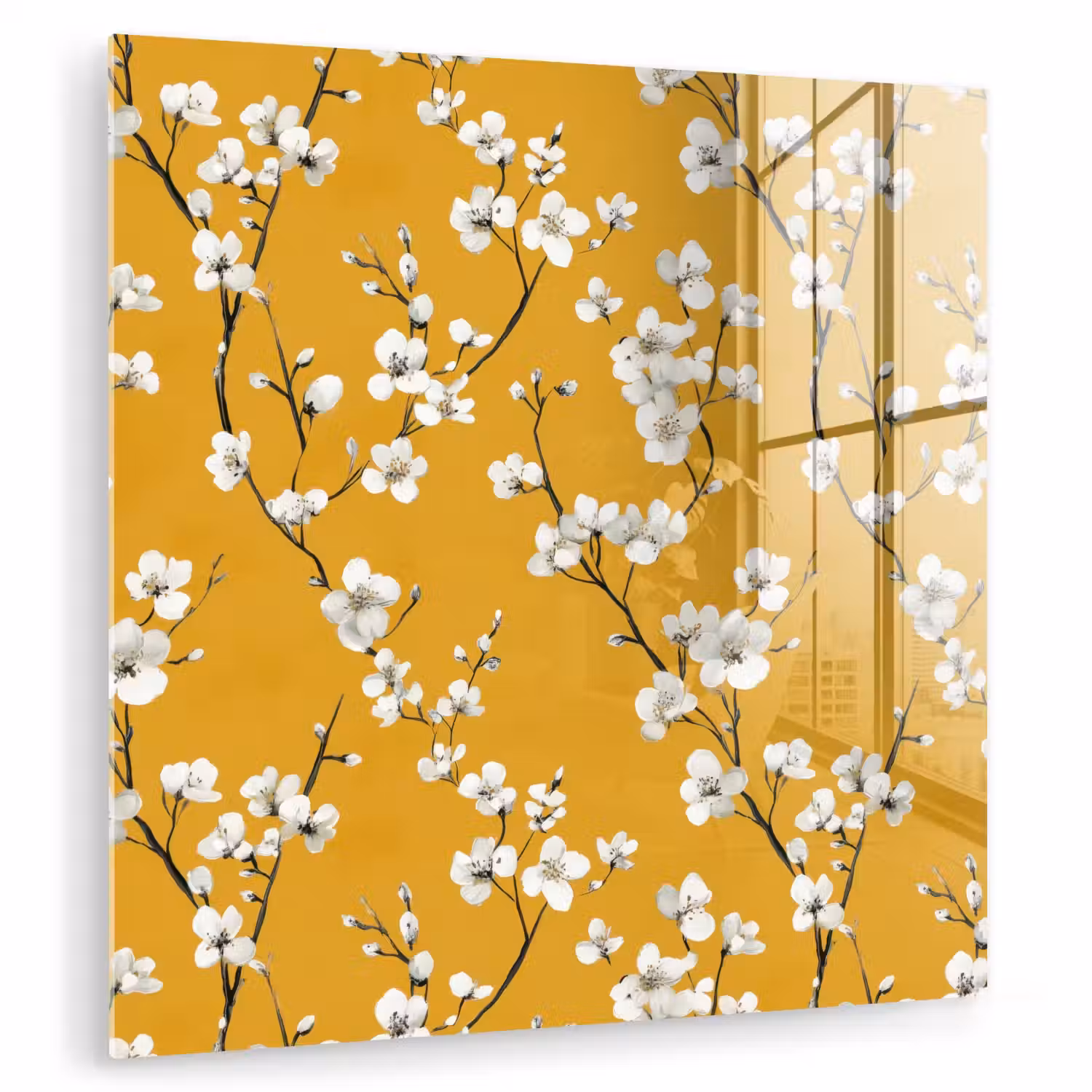 Bloesemtak - Aquarel - Geel plexiglas 5mm klein 11 -zzzproduct_nieuw