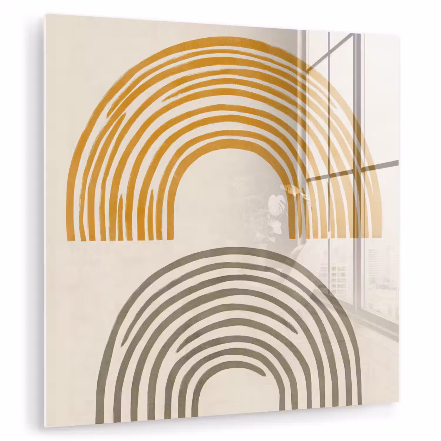 Bogen - Lijnen - Oranje - Minimalistisch plexiglas 5mm klein -zzzproduct_nieuw