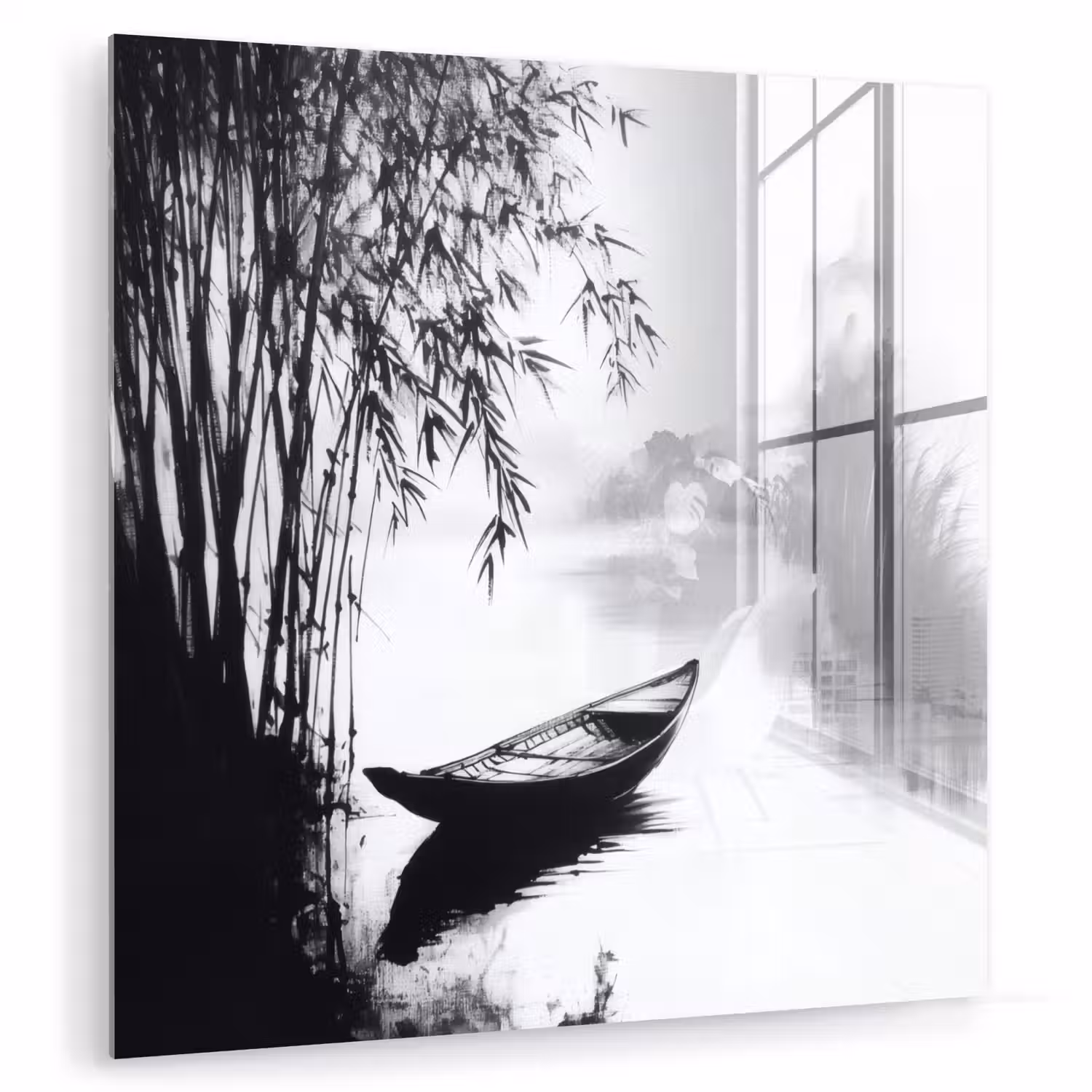 Boot - Rivier - Bamboe - Wit plexiglas 5mm klein -zzzproduct_nieuw