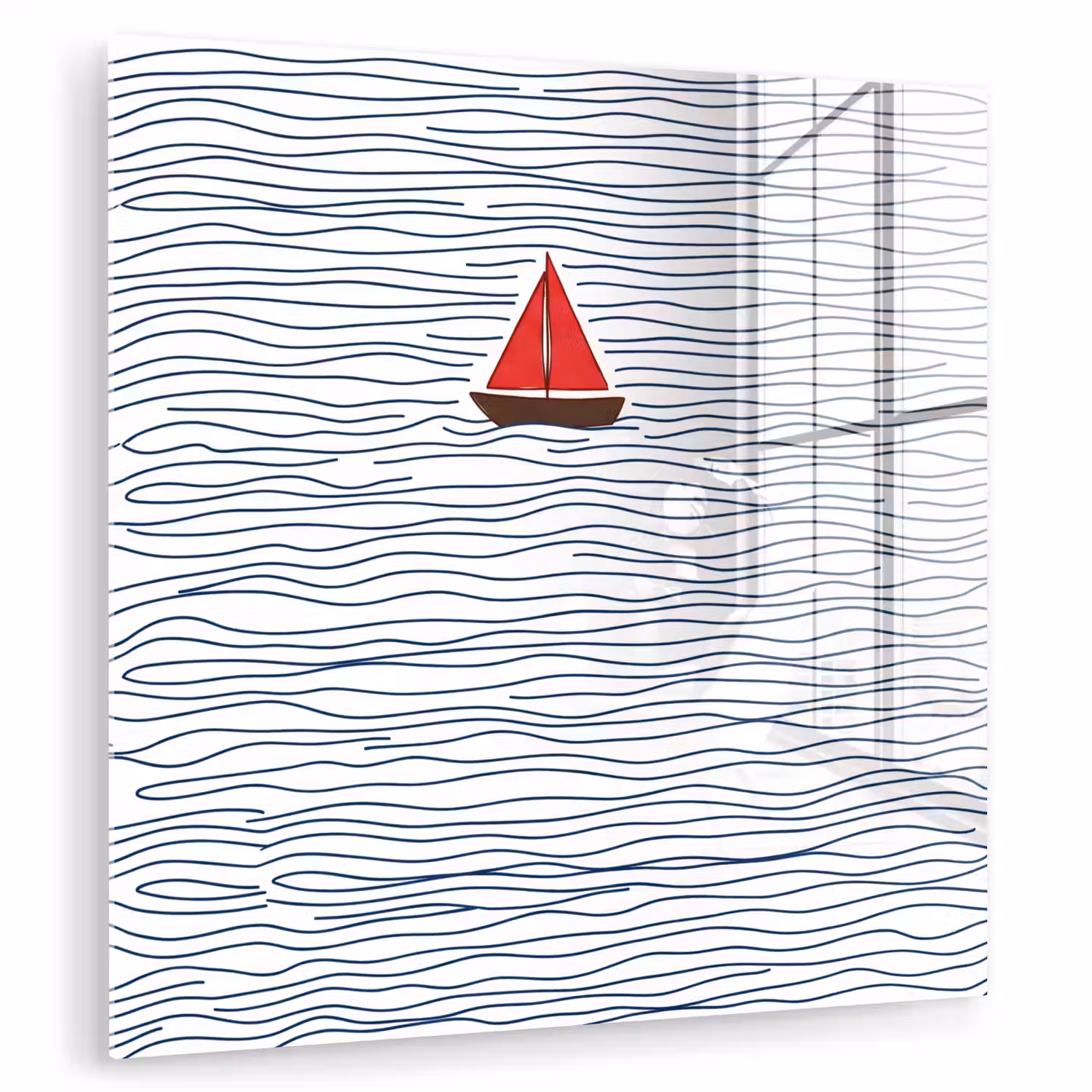 Boot - Water - Rood - Illustratie - Minimalistisch plexiglas 5mm klein -zzzproduct_nieuw