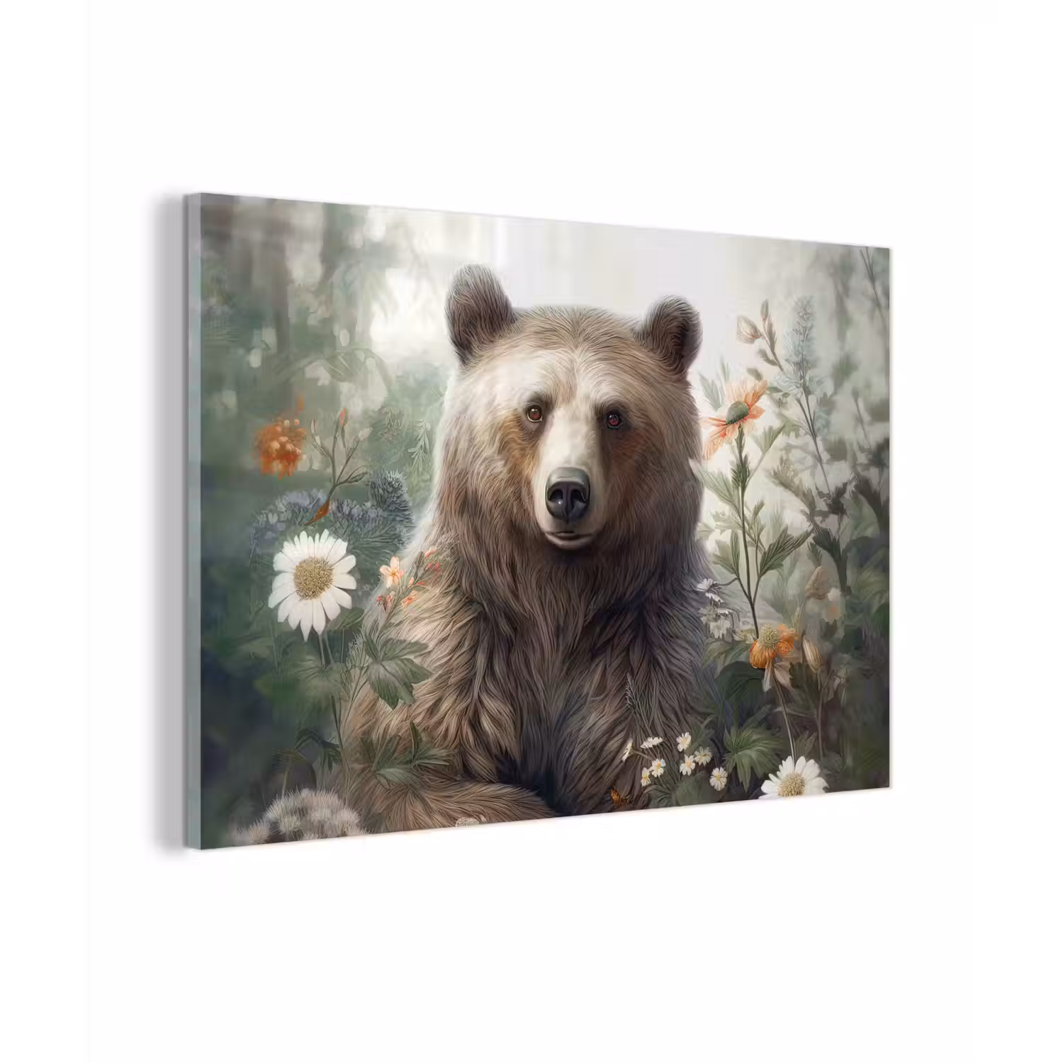 Bruine beer - Wilde dieren - Bloemen - Planten plexiglas 5mm klein -zzzproduct_nieuw