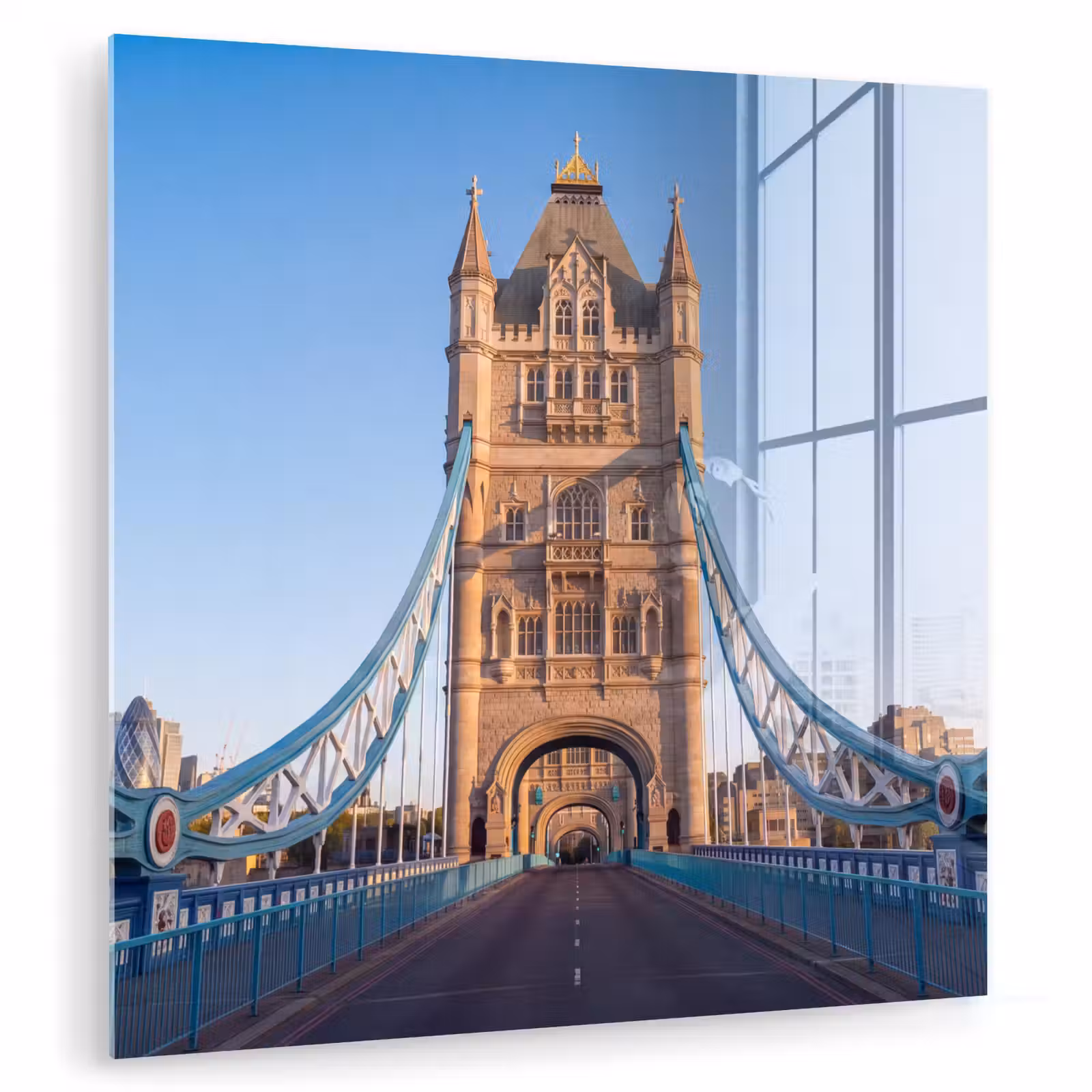 Glasbild - Brücke – Turm – Architektur – Klassisch – Blau - Brug - Toren - Architectuur - Klassiek - Blauw plexiglas 5mm klein