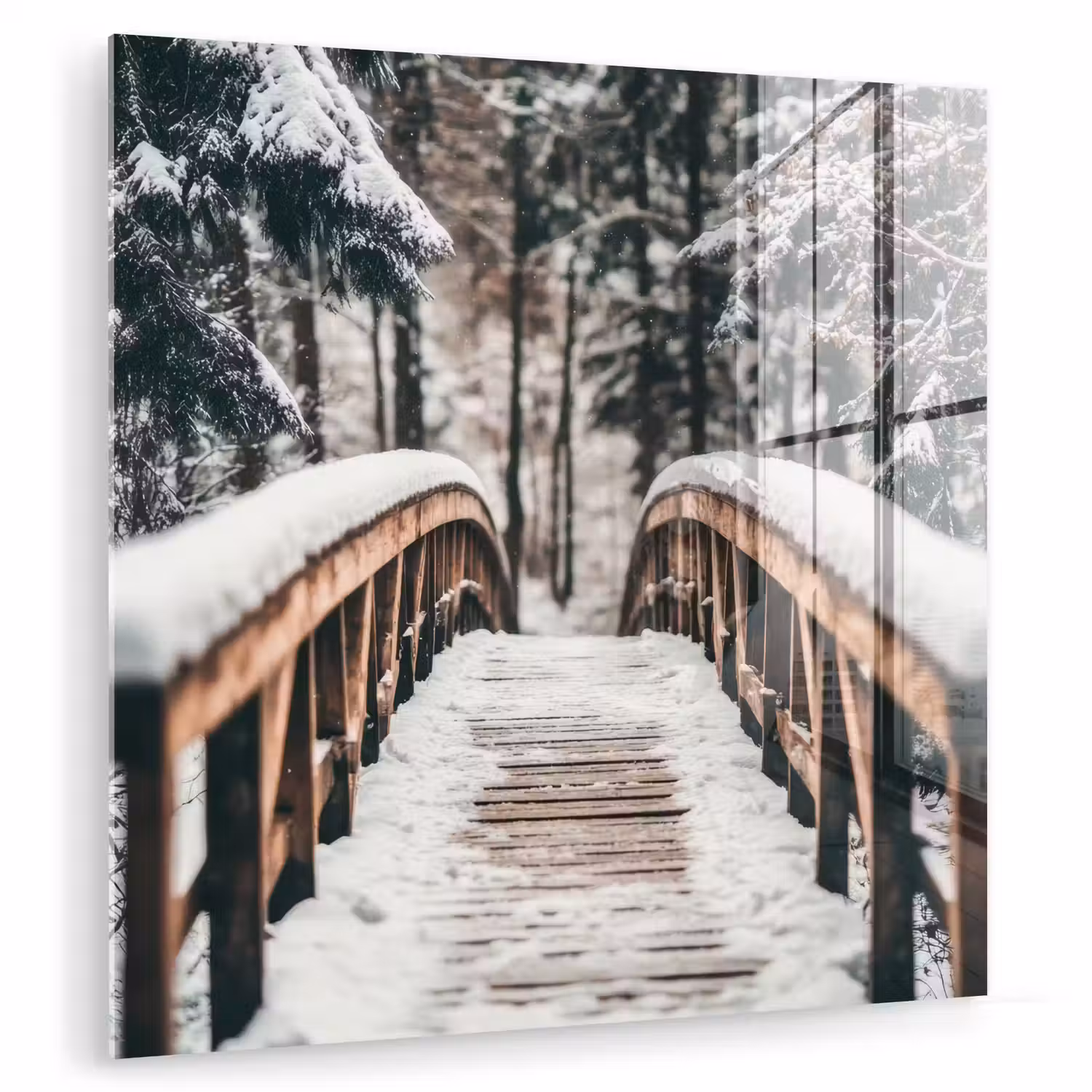 Brug - Winterlandschap - Bos - Natuur - Sneeuw plexiglas 5mm klein -zzzproduct_nieuw