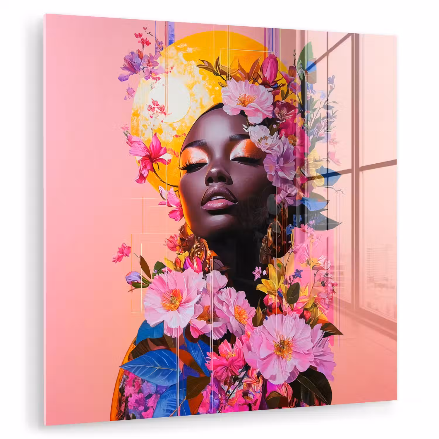 Kleurrijk - Bloemen - Vrouw - Zon plexiglas 5mm klein -zzzproduct_nieuw