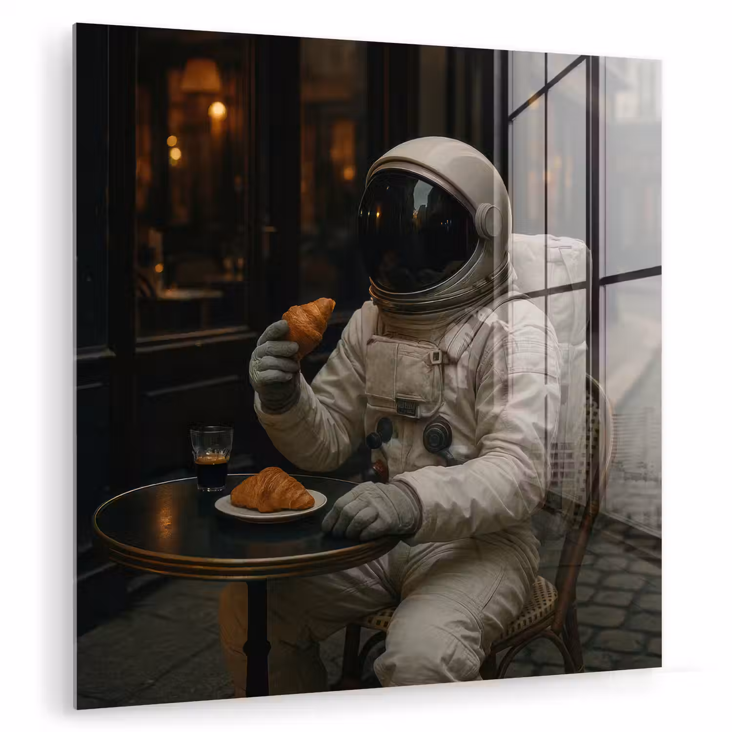 Café - Croissant - Koffie - Astronaut plexiglas 5mm klein -zzzproduct_nieuw