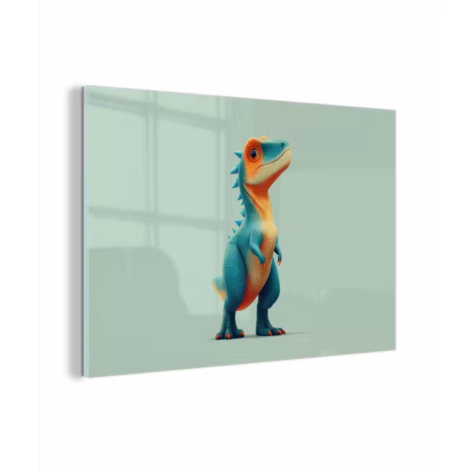 Cartoon - Dino - Oranje - Stekels plexiglas 5mm klein -zzzproduct_nieuw