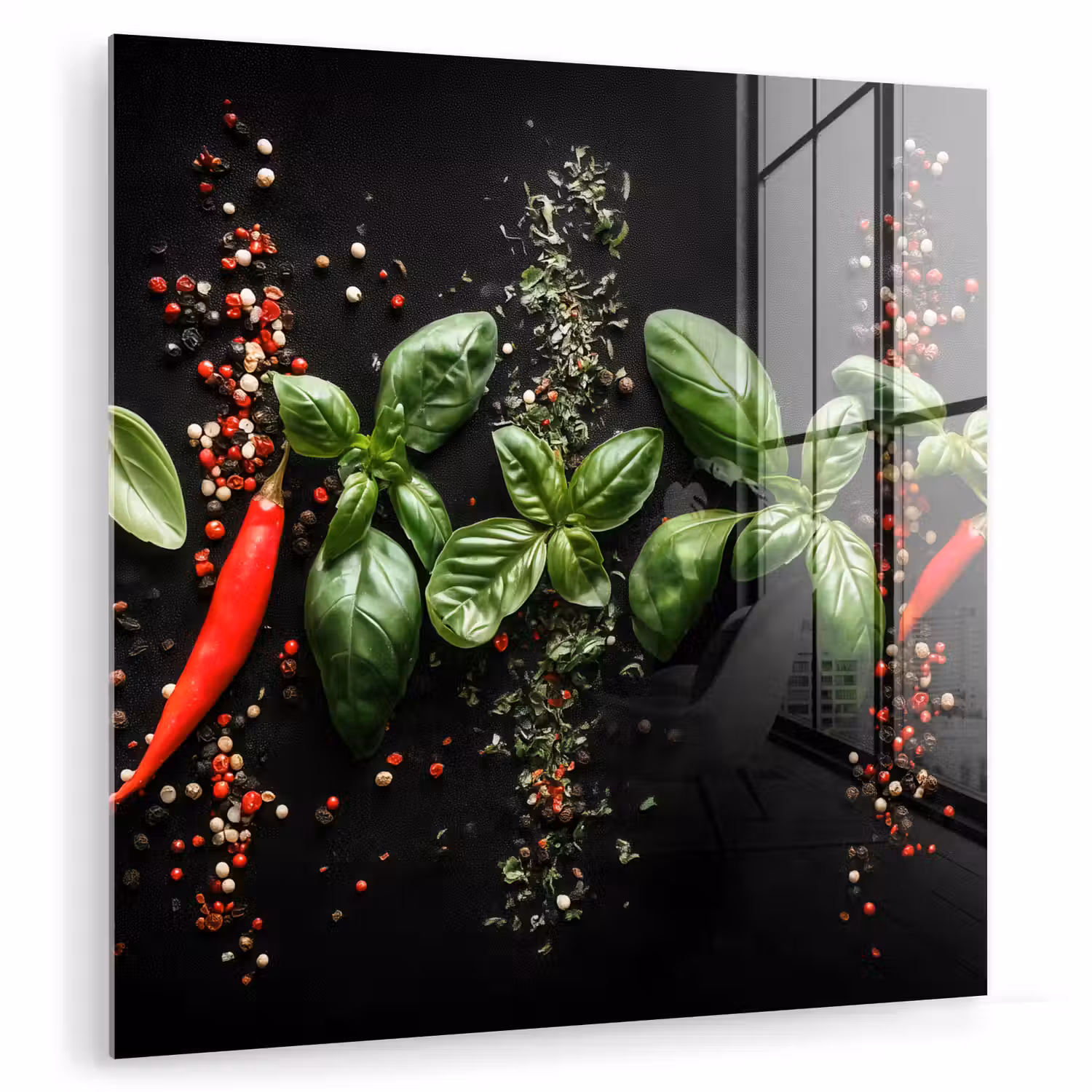 Chilipepers - Basilicum - Blaadjes - Rood plexiglas 5mm klein -zzzproduct_nieuw