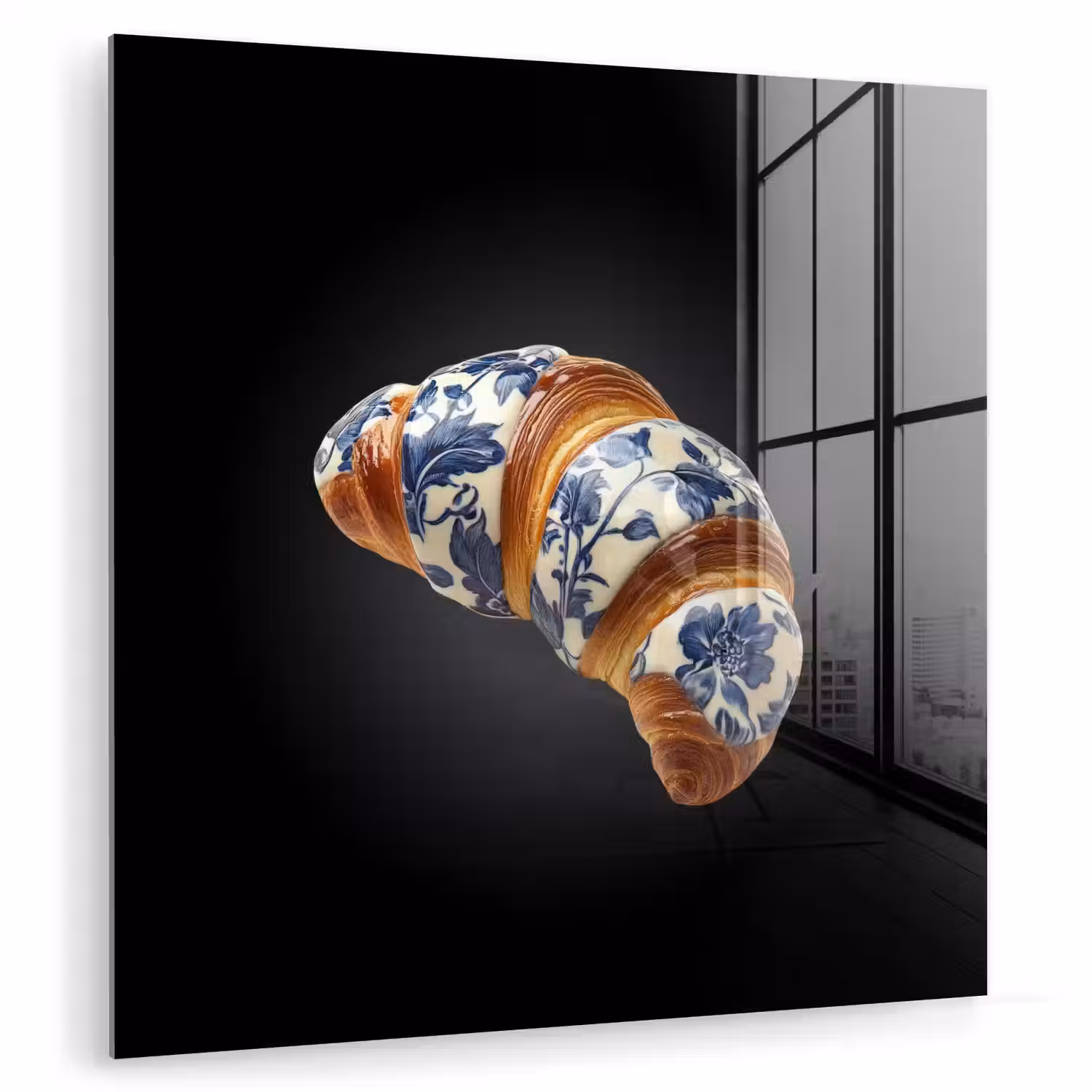Croissant - Bloemenpatroon - Delftsblauw plexiglas 5mm klein -zzzproduct_nieuw